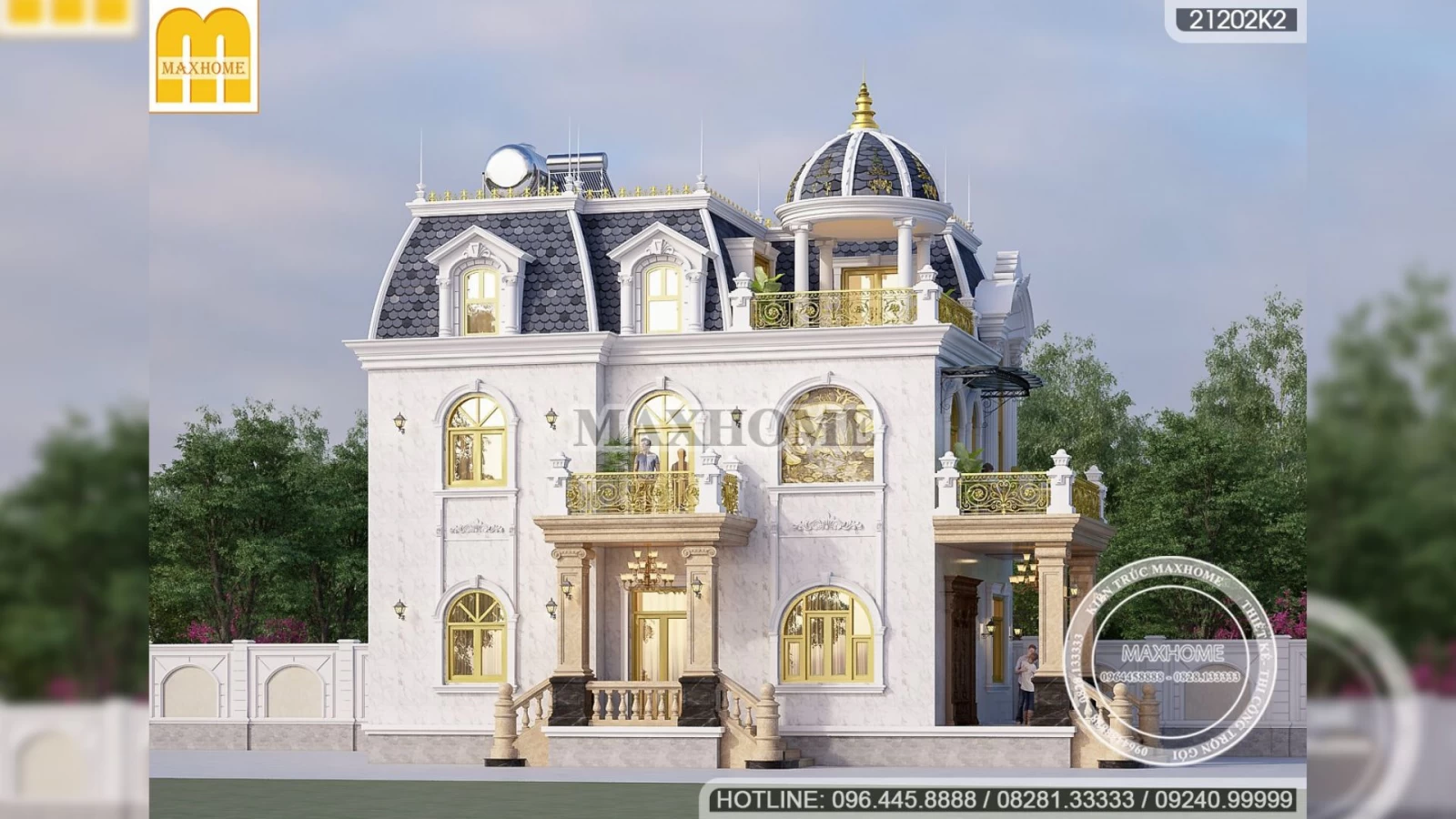 Biệt thự mái Mansard đẹp sở hữu mặt tiền ấn tượng, sang trọng | MH02897