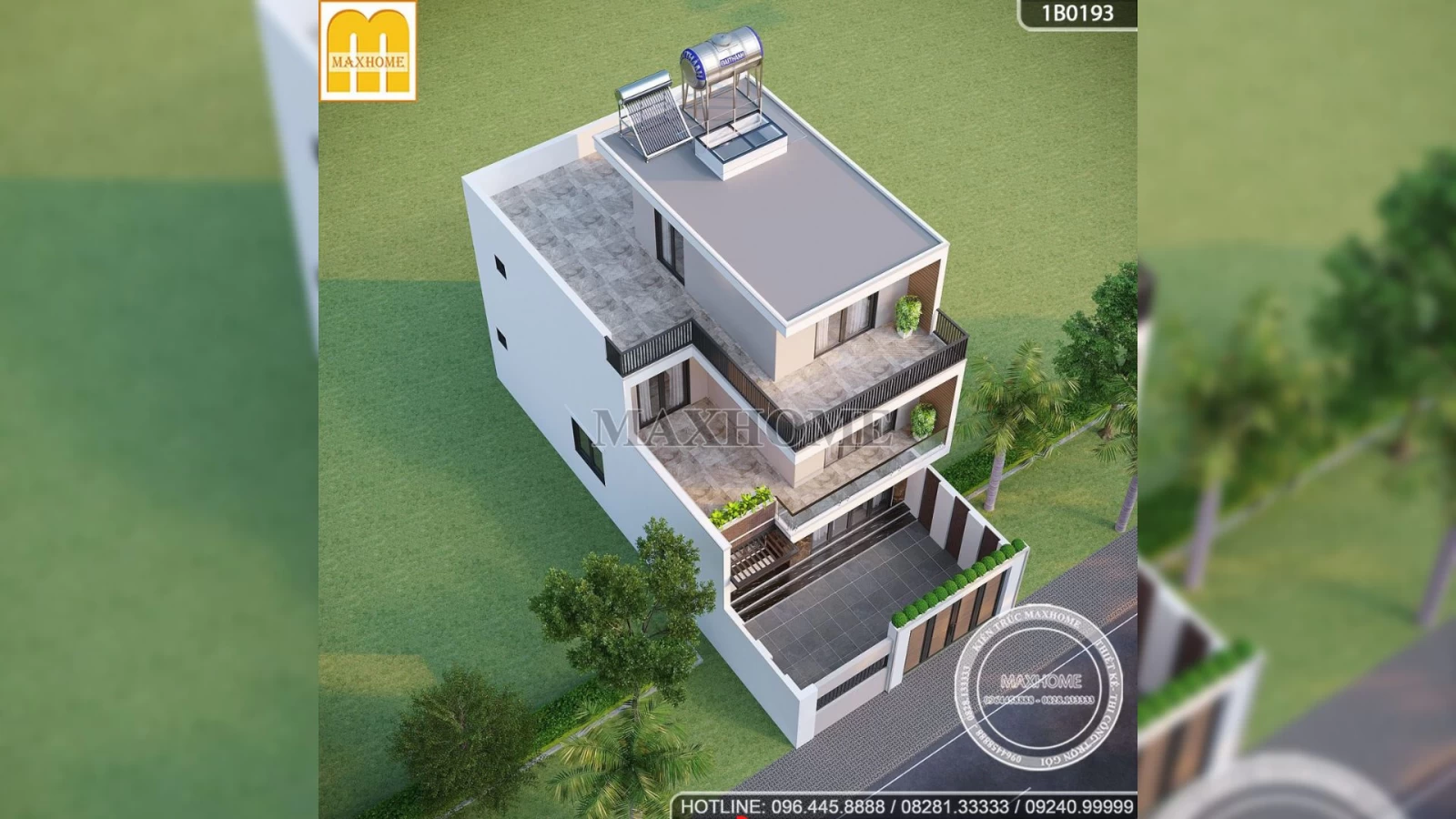 Mẫu nhà 3 tầng hiện đại mặt tiền 7m tối ưu công năng | MH02873
