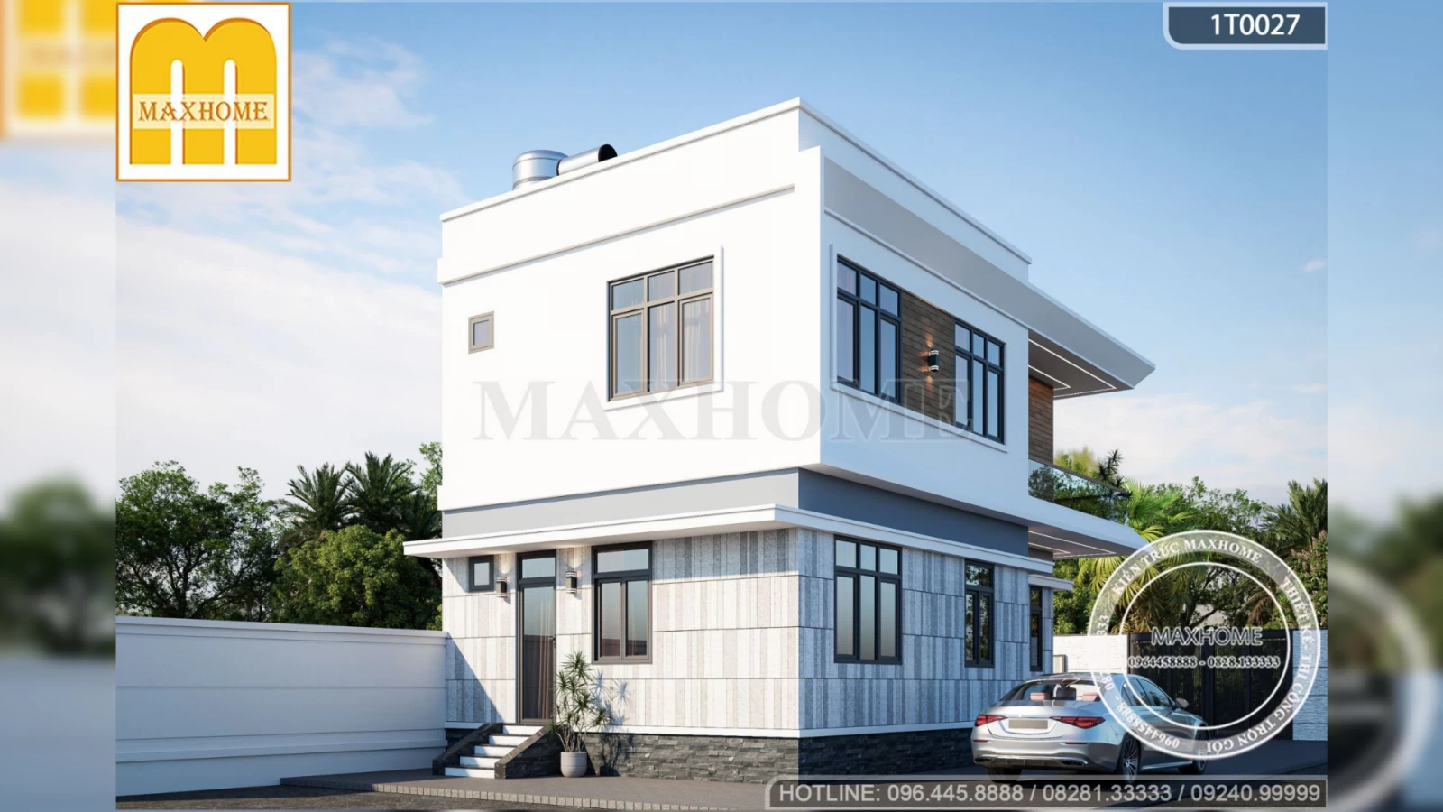 Mẫu nhà hiện đại 2 tầng đẹp thời thượng dẫn đầu xu hướng thiết kế | MH02981
