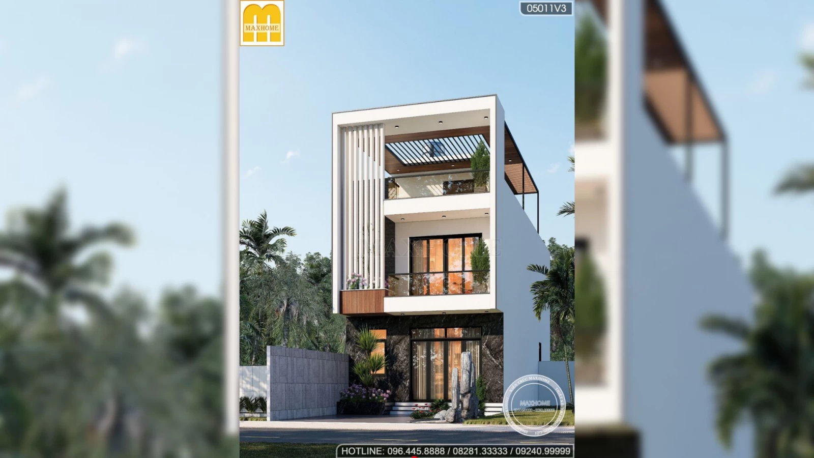 Phương án thiết kế nhà mái bằng 3 tầng hiện đại ở Nam Định | MH02898