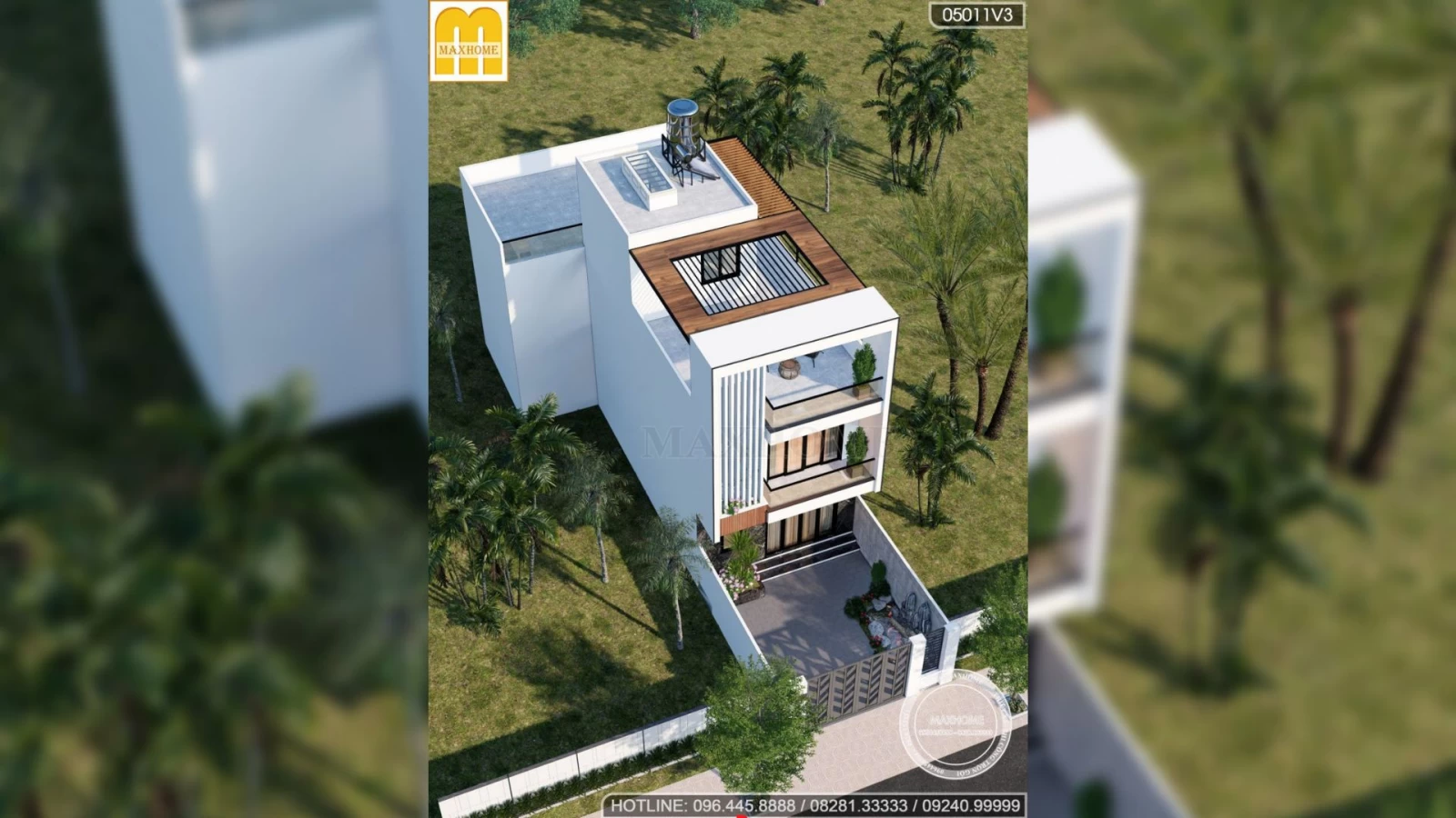 Phương án thiết kế nhà mái bằng 3 tầng hiện đại ở Nam Định | MH02898