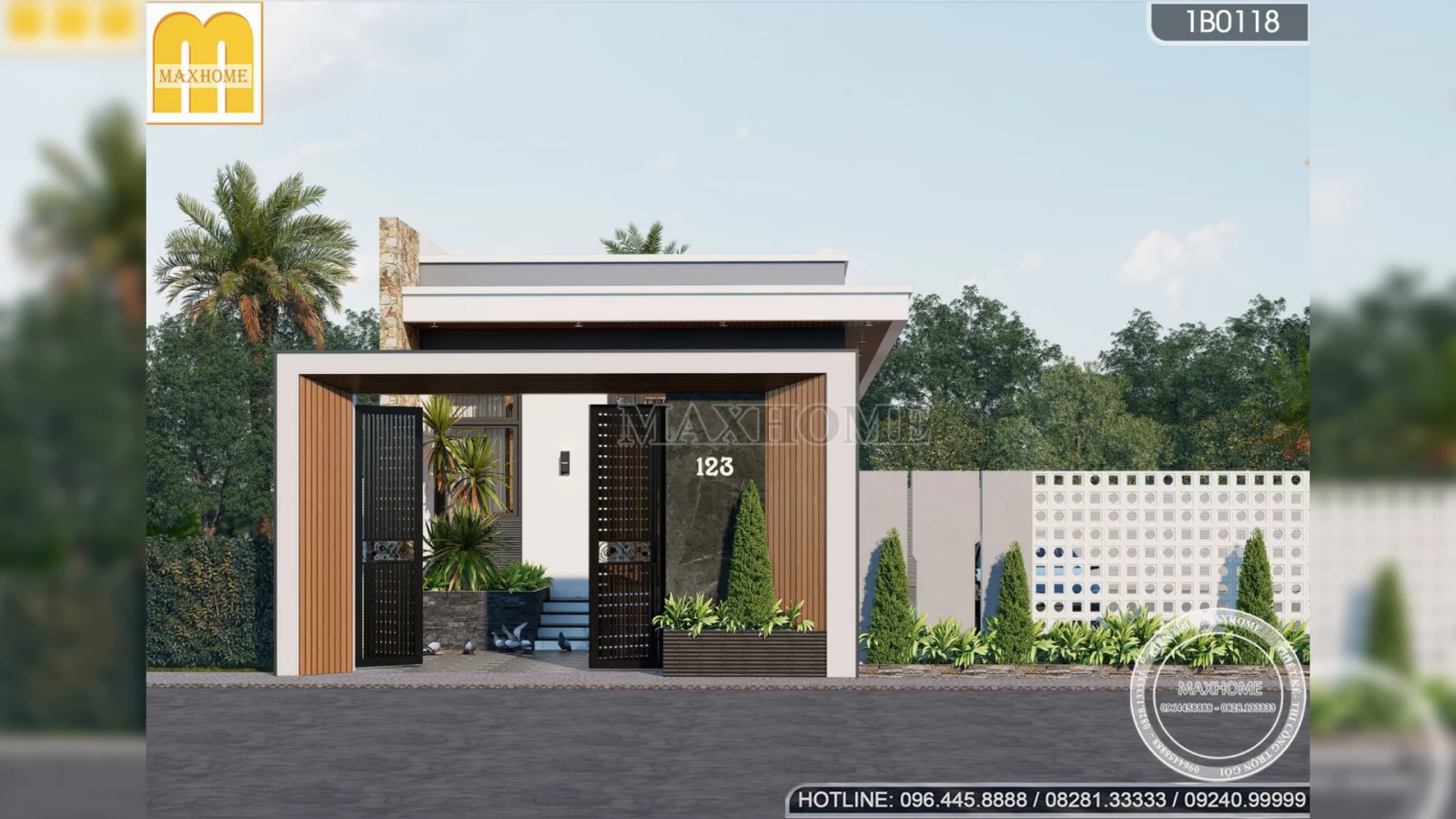 Thiết kế nhà mái bằng 1 tầng đẹp ấn tượng, chi phí rẻ tại Hà Nội | MH02821