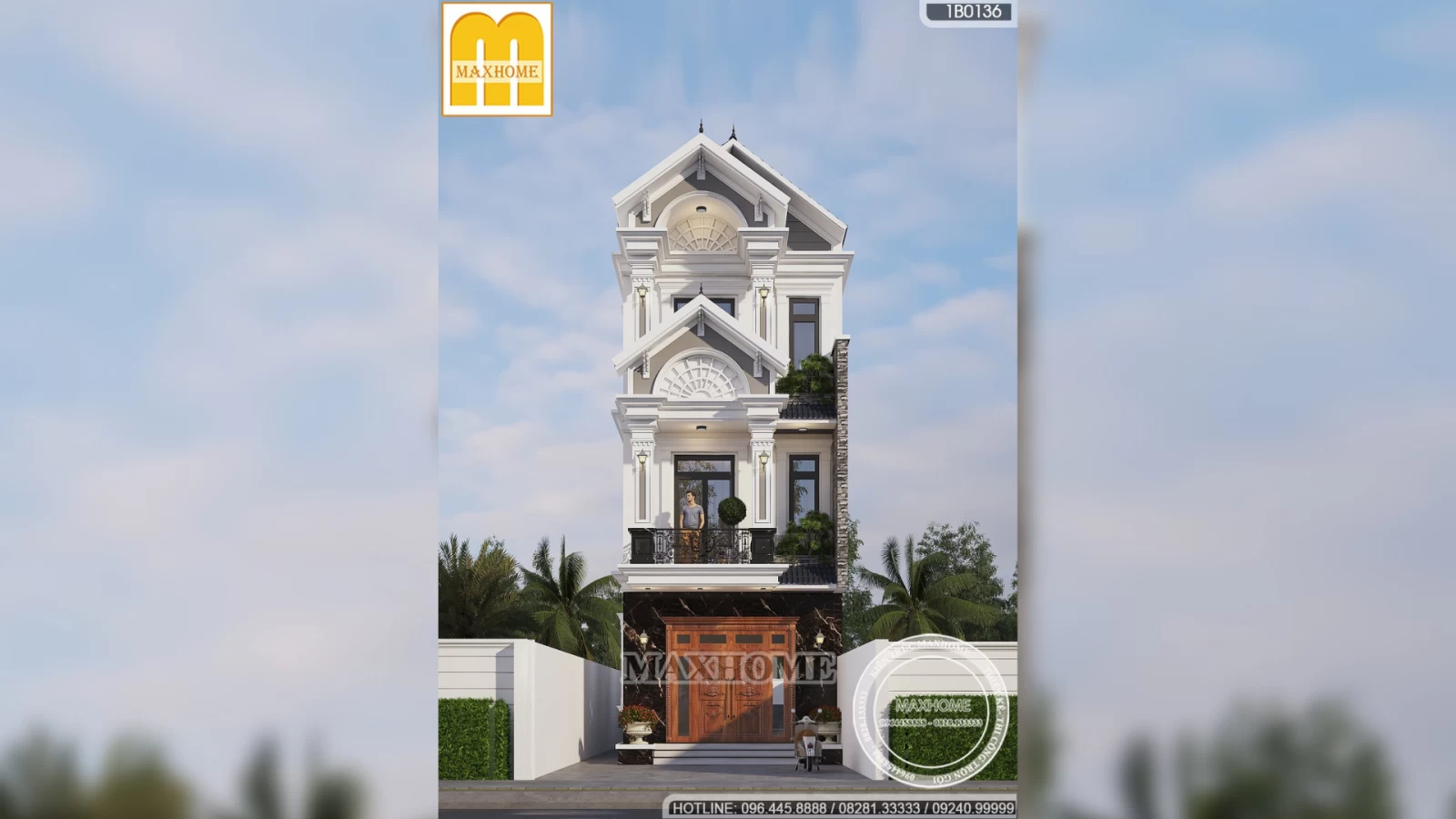 Mẫu nhà phố 3 tầng mái Thái đẹp mê ly, chi phí rẻ tại Hải Dương | MH02979