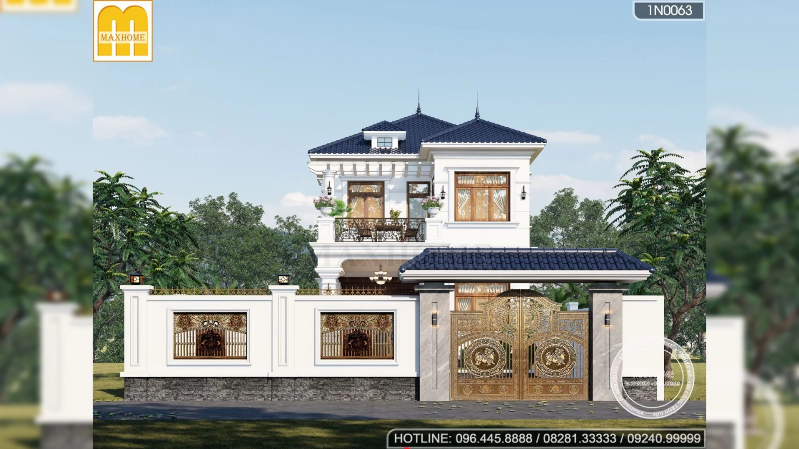 Thiết kế nhà 2 tầng mái Nhật tân cổ điển 4 phòng ngủ ở Bến Tre | MH03061