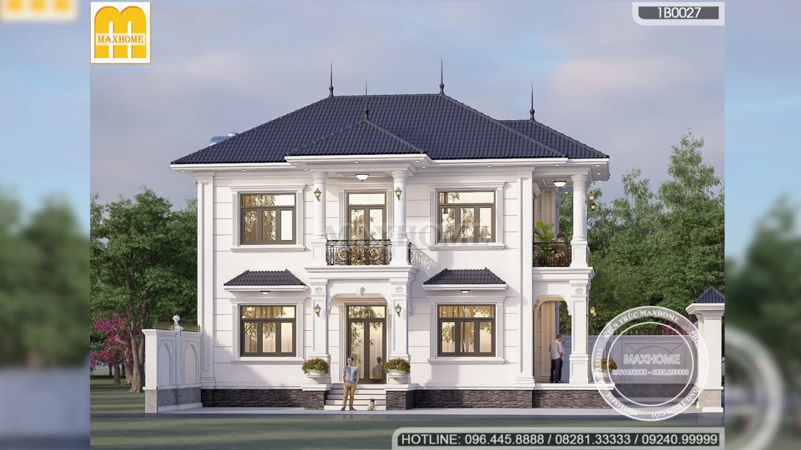 BÁN BẢN VẼ mẫu nhà 2 tầng mái Nhật tân cổ 8x12m siêu đẹp full công năng | MH03022