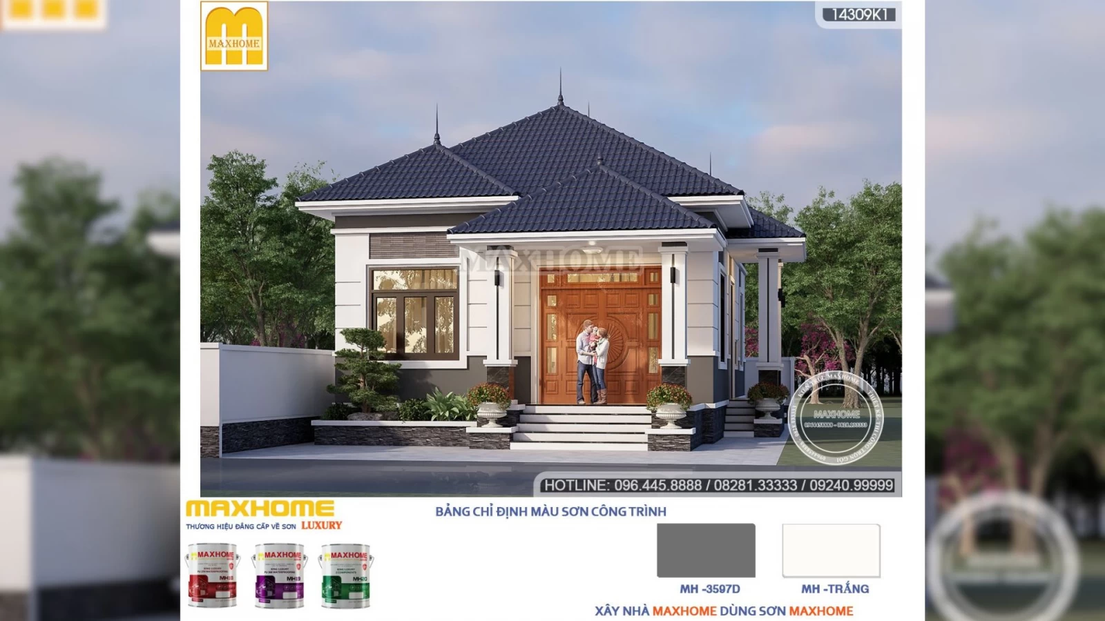 BÁN BẢN VẼ nhà 1 tầng mái Nhật 3 phòng ngủ đẹp LẤY NGAY | MH02464