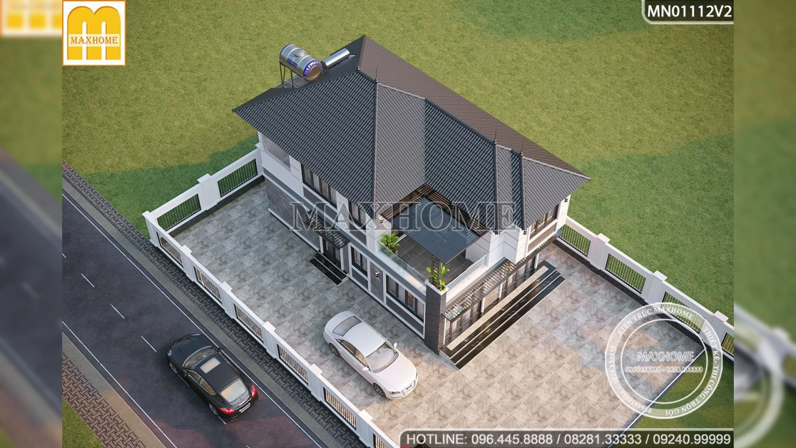 Bán bản vẽ nhà 2 tầng mái Nhật mặt tiền 8m có sẵn SHIP NGAY | MH02946