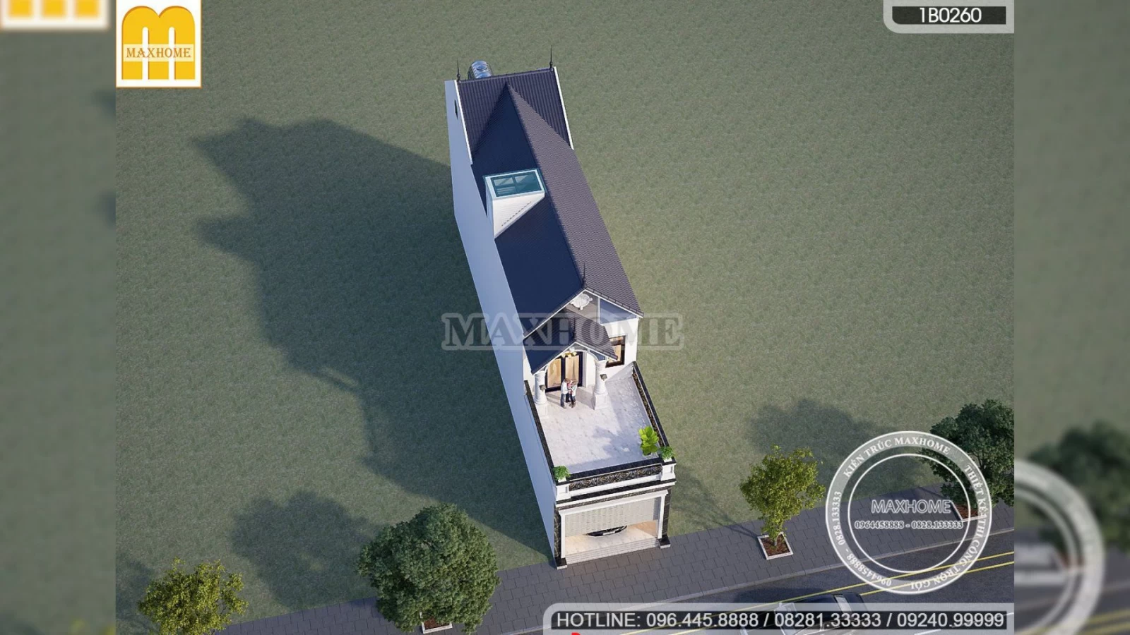Mẫu thiết kế chi tiết nhà phố 2 tầng mái Thái có gara xe tiện nghi | MH03053