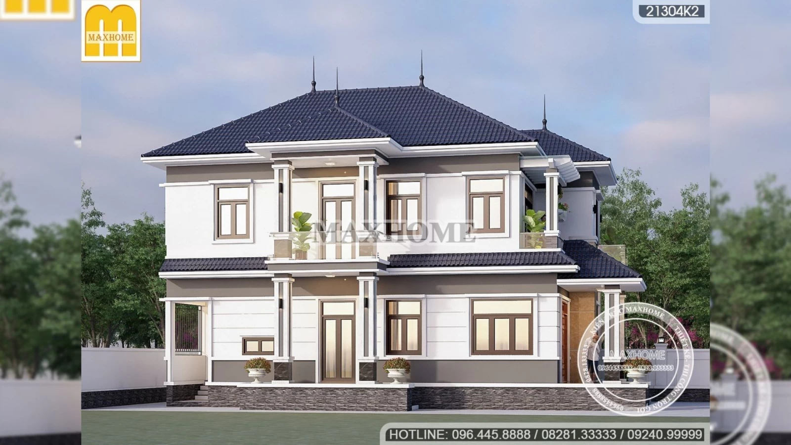 Mua bản vẽ nhà đẹp 2 tầng mái Nhật sở hữu công năng tiện nghi | MH02334