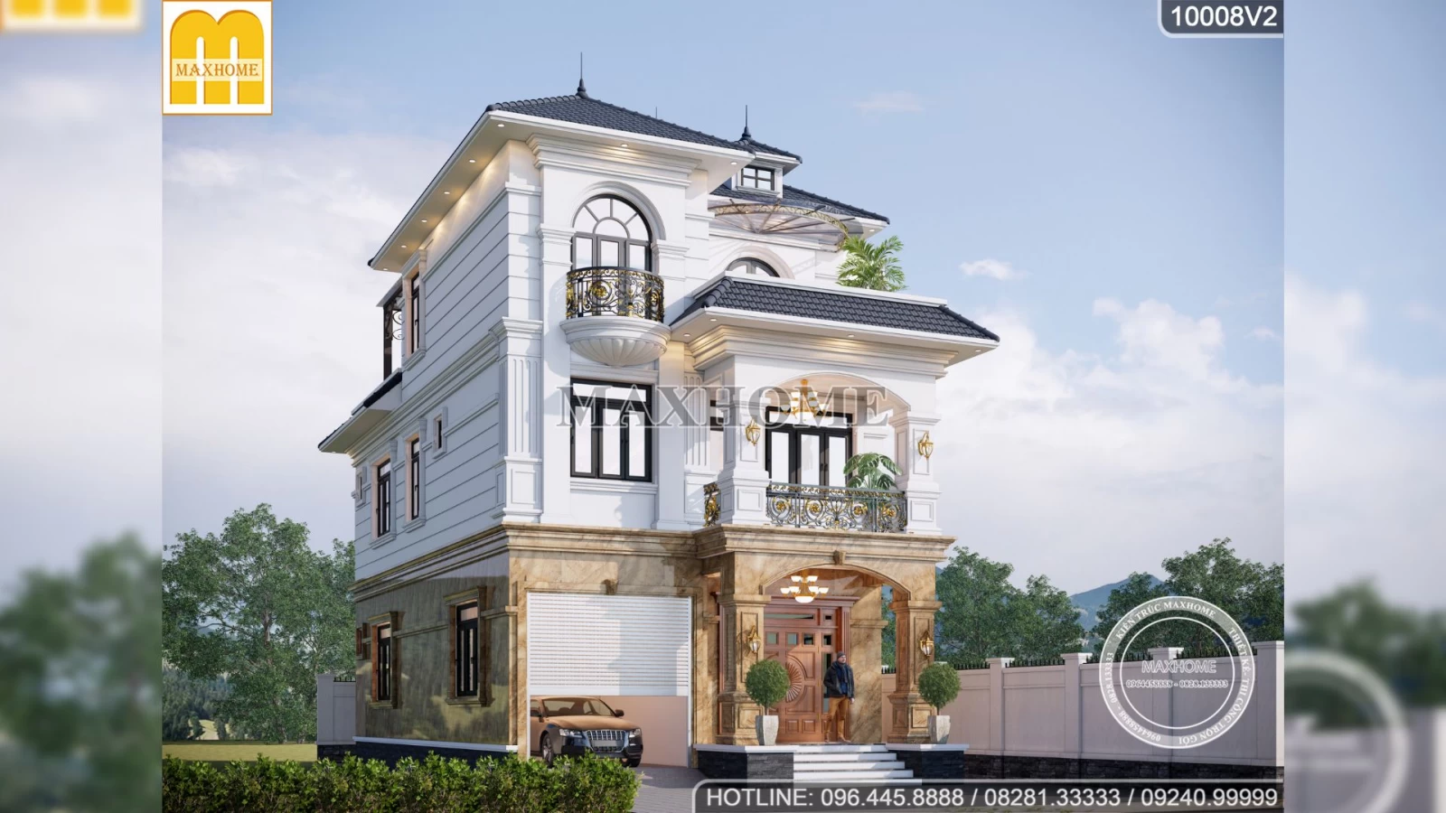 SIÊU ĐẸP! Thiết kế biệt thự 3 tầng mái Nhật tân cổ điển sang trọng tại Bình Định | MH02614