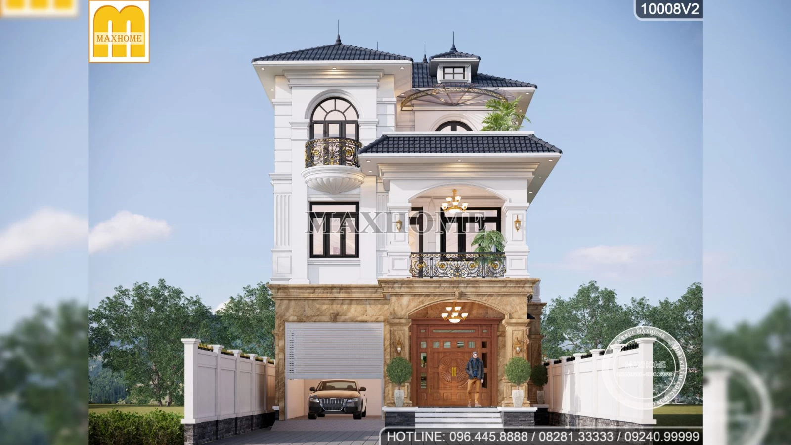 SIÊU ĐẸP! Thiết kế biệt thự 3 tầng mái Nhật tân cổ điển sang trọng tại Bình Định | MH02614