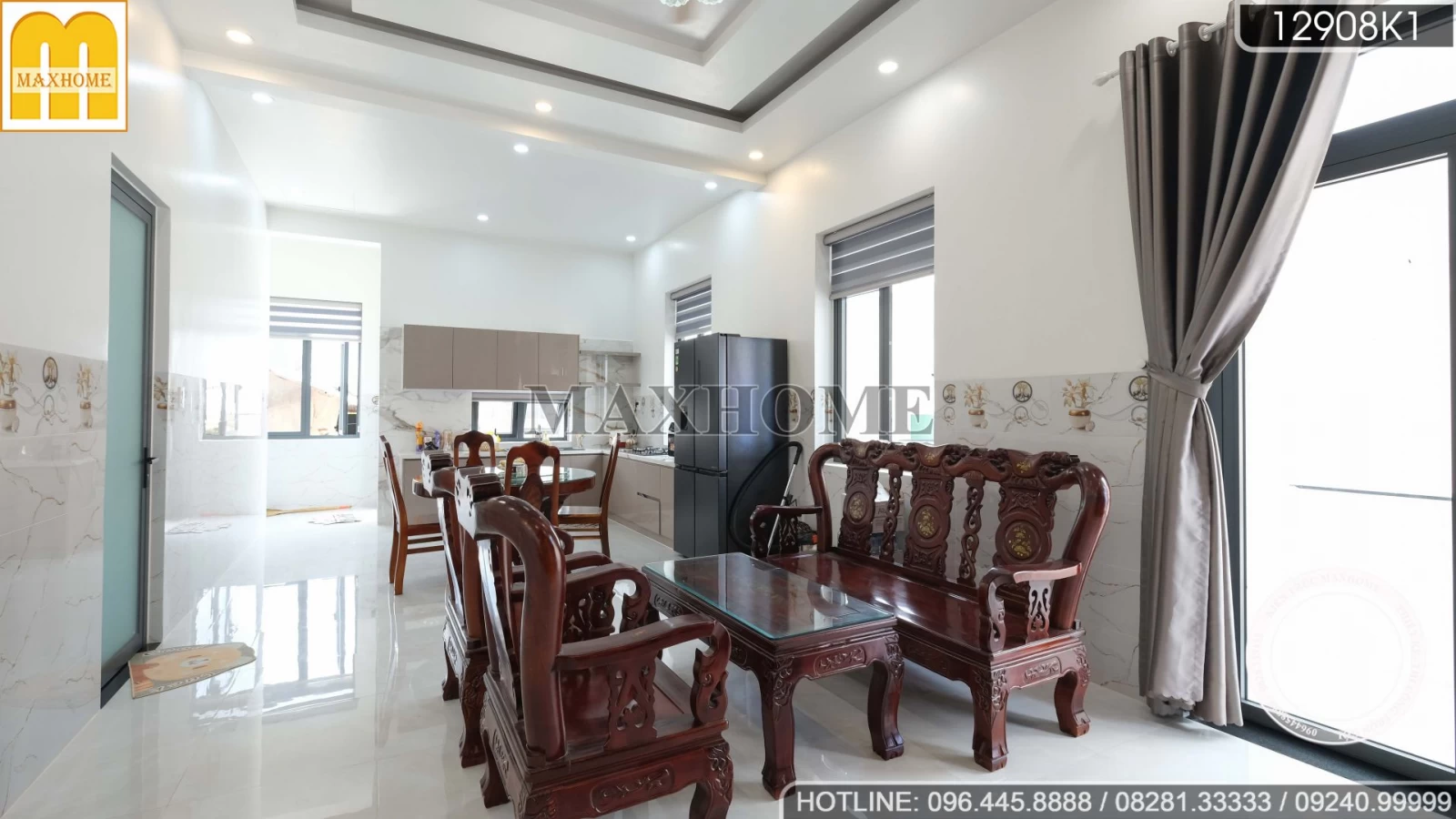 Thực tế nội thất hiện đại đẹp tinh tế Maxhome thi công cho nhà mái Thái | MH02368