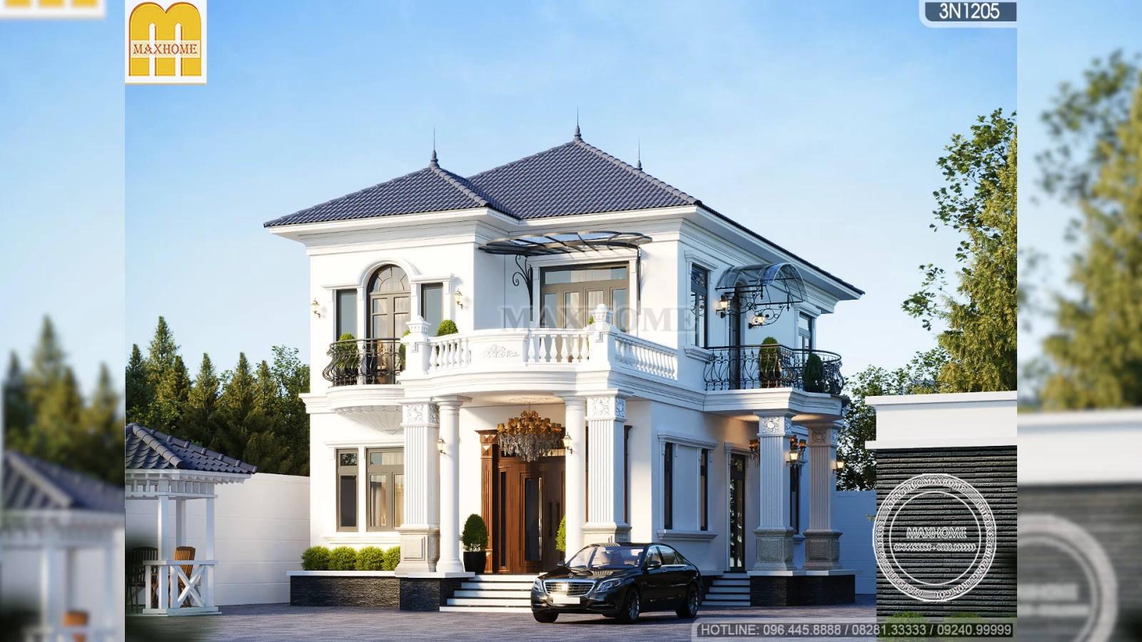 Bản vẽ nhà 2 tầng mái Nhật tân cổ điển có 3 phòng ngủ sang trọng | MH04806