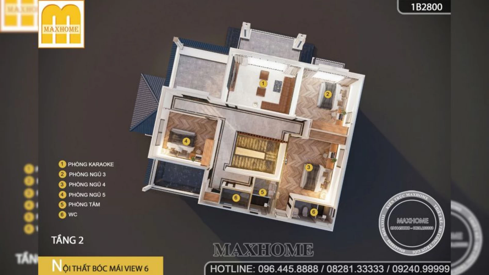 Biệt thự mái Nhật 2 tầng siêu đẹp với 5 phòng ngủ và phòng hát cực chill | MH04725