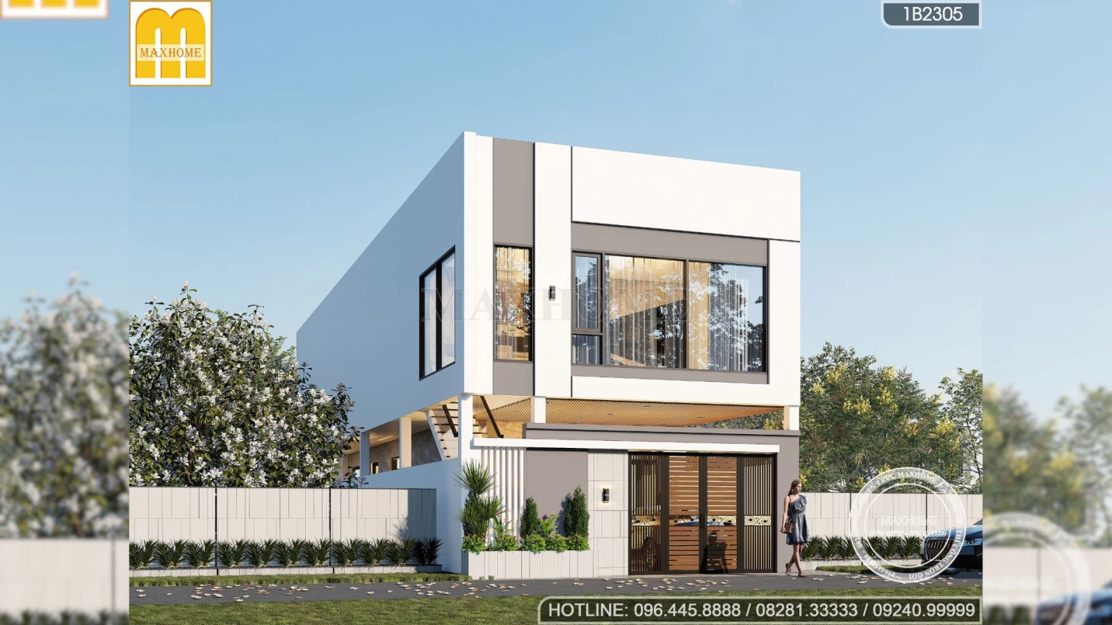 Biệt thự phố 2 tầng có cầu thang ngoài trời đẹp, ấn tượng 2025 | MH04688