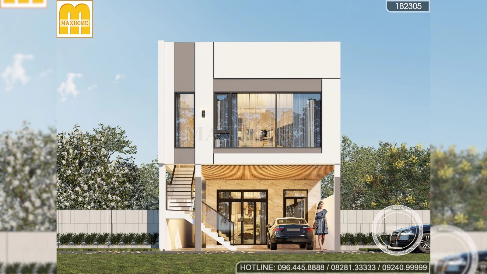 Biệt thự phố 2 tầng có cầu thang ngoài trời đẹp, ấn tượng 2025 | MH04688