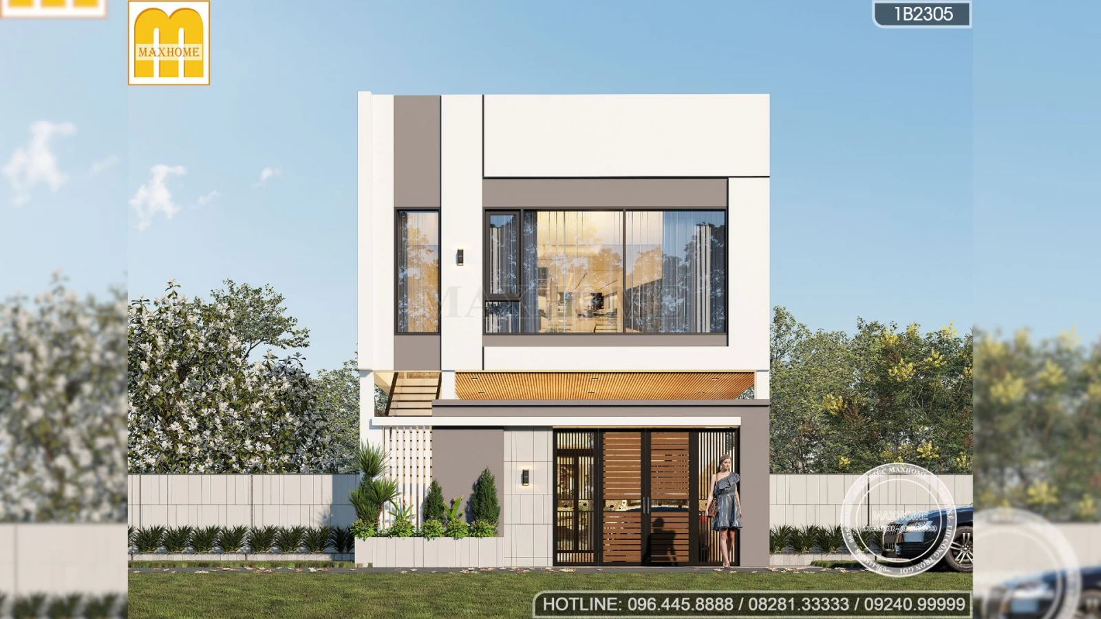 Biệt thự phố 2 tầng có cầu thang ngoài trời đẹp, ấn tượng 2025 | MH04688