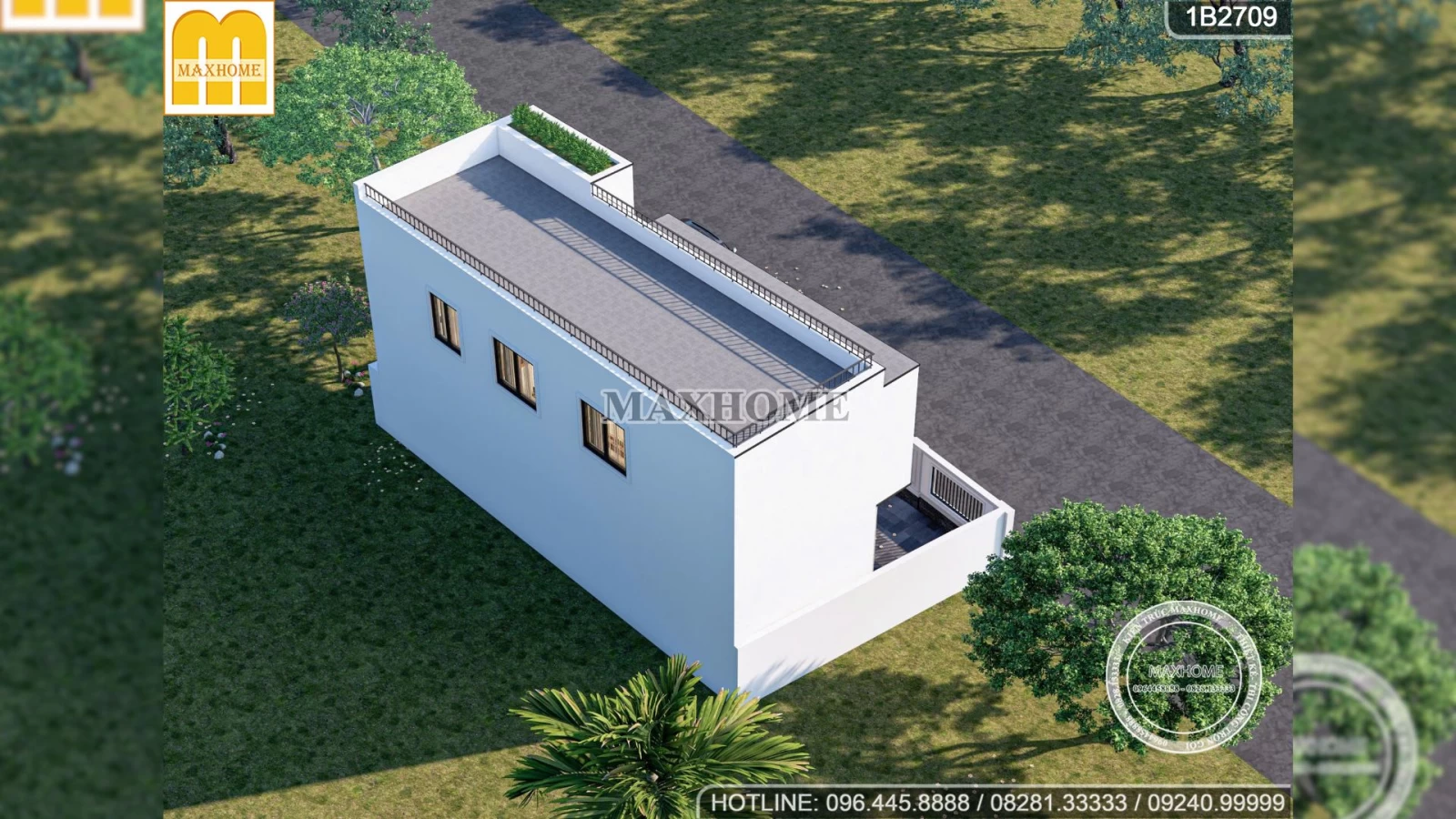 Khám phá mẫu nhà 2 tầng hiện đại có mặt tiền rộng 14m | MH04804
