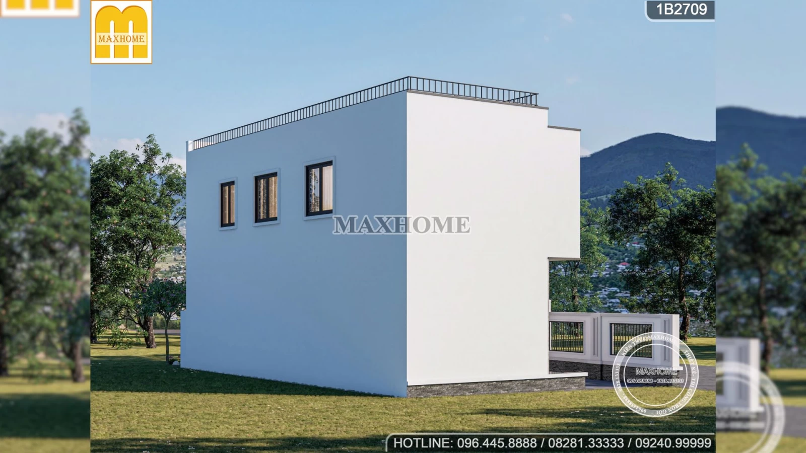 Khám phá mẫu nhà 2 tầng hiện đại có mặt tiền rộng 14m | MH04804