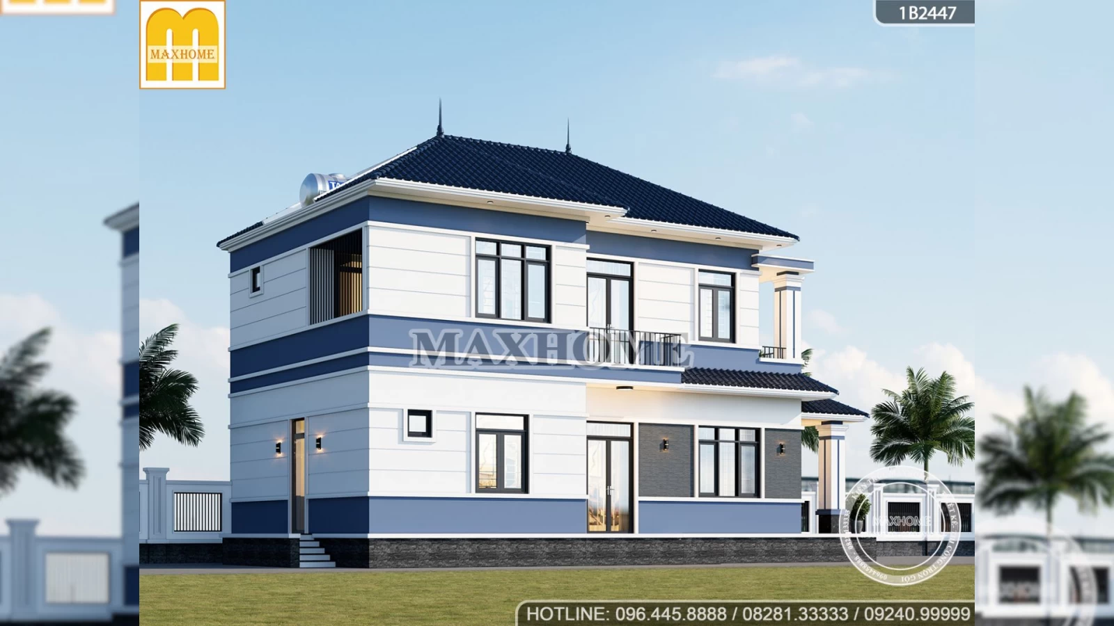 Mẫu nhà 2 tầng mái Nhật hiện đại đẹp, tối giản mà sang | MH04764