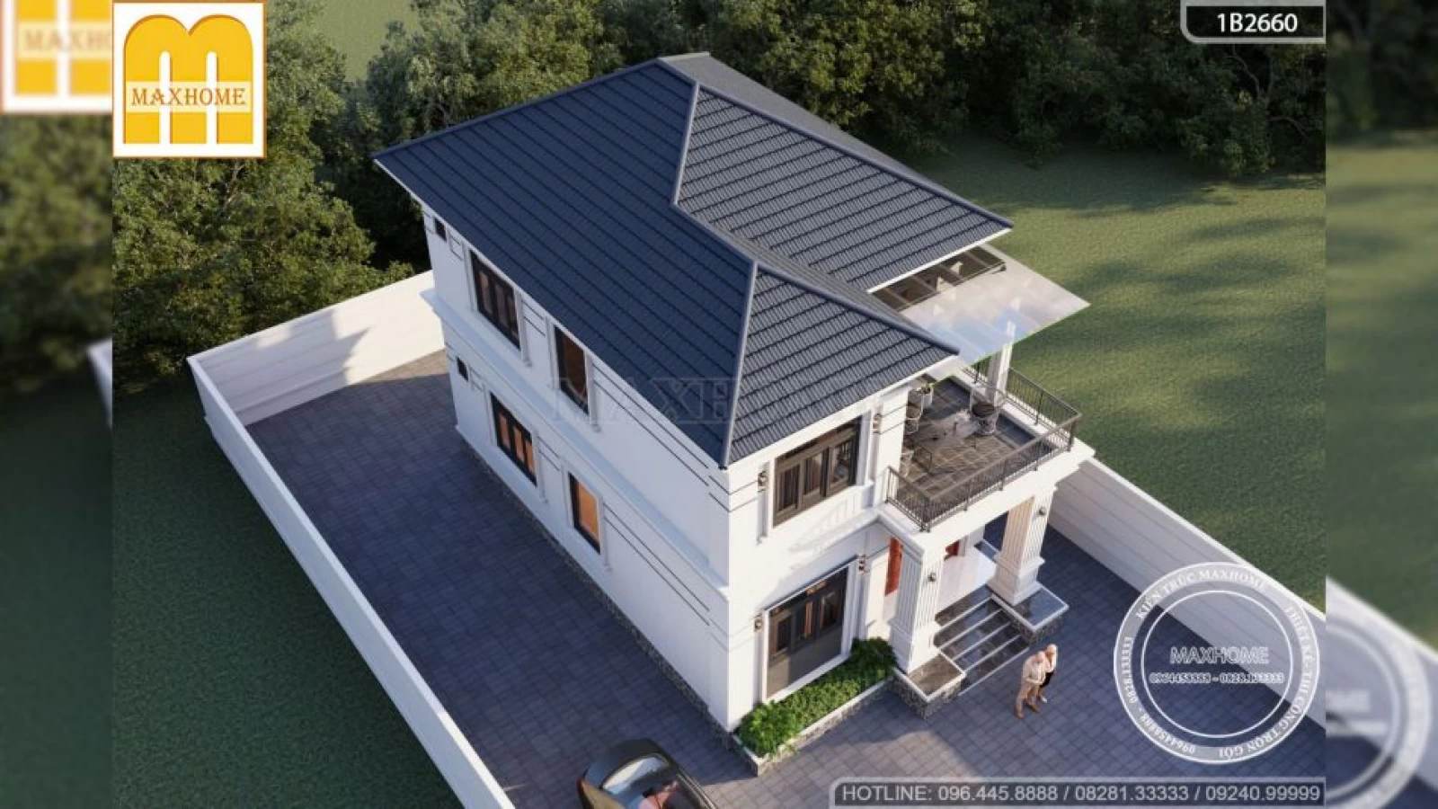 Mẫu thiết kế nhà 2 tầng 1.5 tỷ trắng đẹp tinh khôi, ai cũng say đắm | MH04836