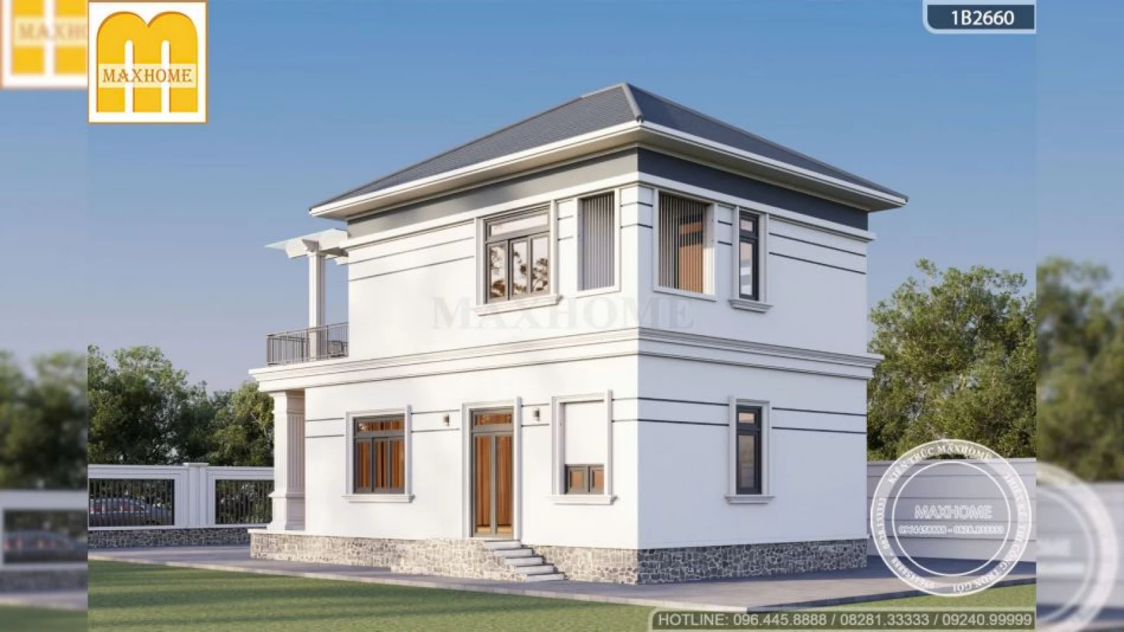 Mẫu thiết kế nhà 2 tầng 1.5 tỷ trắng đẹp tinh khôi, ai cũng say đắm | MH04836