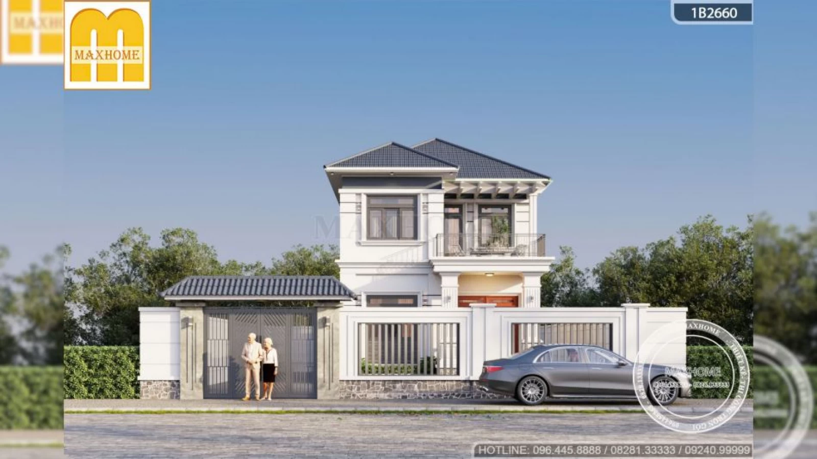 Mẫu thiết kế nhà 2 tầng 1.5 tỷ trắng đẹp tinh khôi, ai cũng say đắm | MH04836