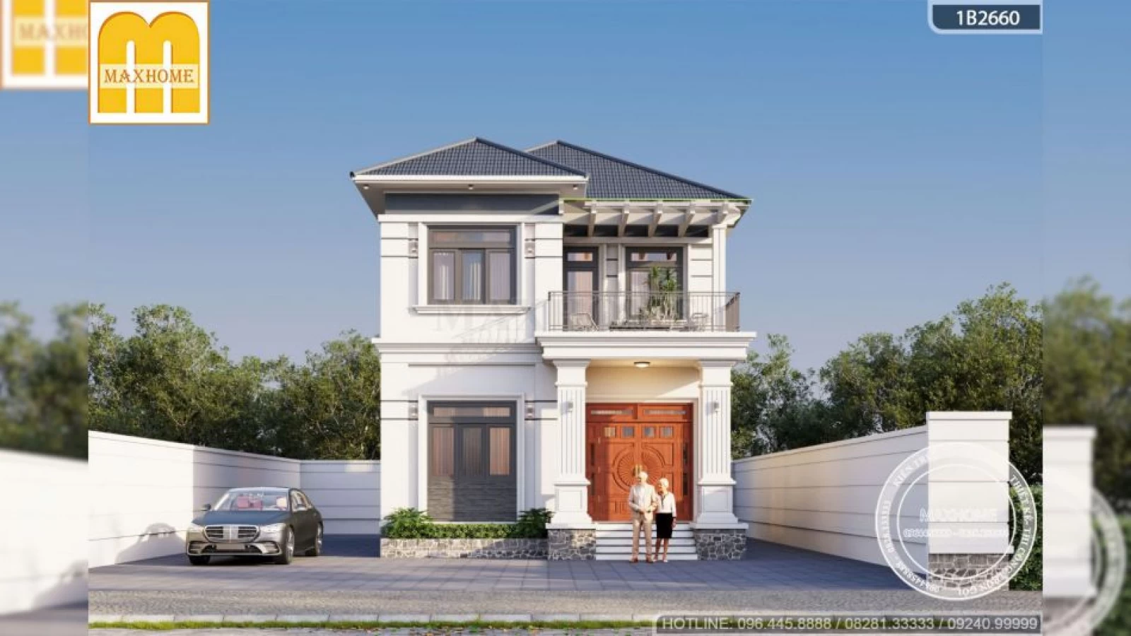 Mẫu thiết kế nhà 2 tầng 1.5 tỷ trắng đẹp tinh khôi, ai cũng say đắm | MH04836