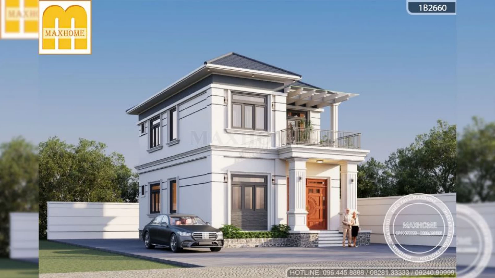 Mẫu thiết kế nhà 2 tầng 1.5 tỷ trắng đẹp tinh khôi, ai cũng say đắm | MH04836