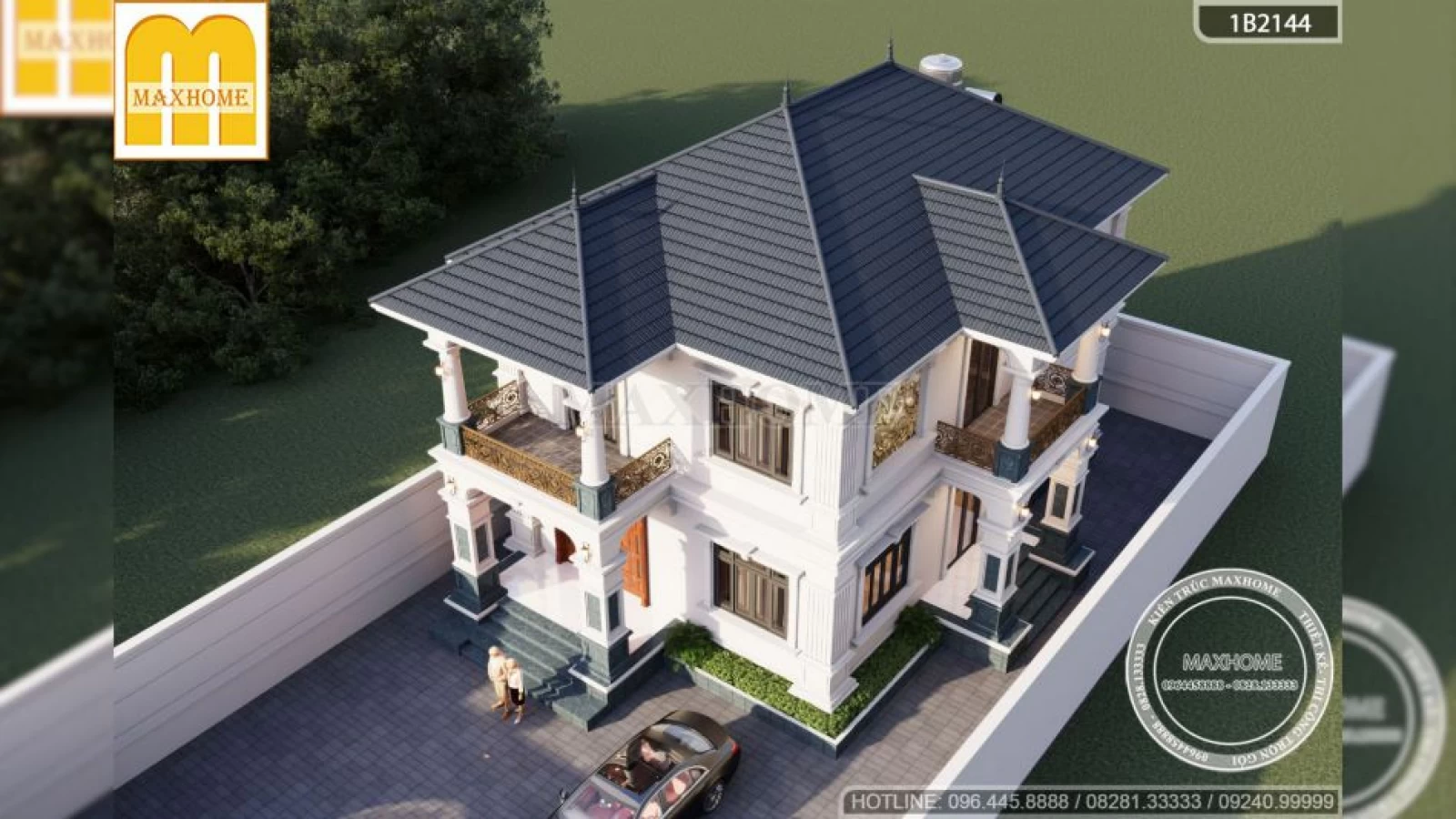 Mua bản vẽ nhà 2 tầng tân cổ thiết kế sang trọng với 3 phòng ngủ tiện nghi | MH04762