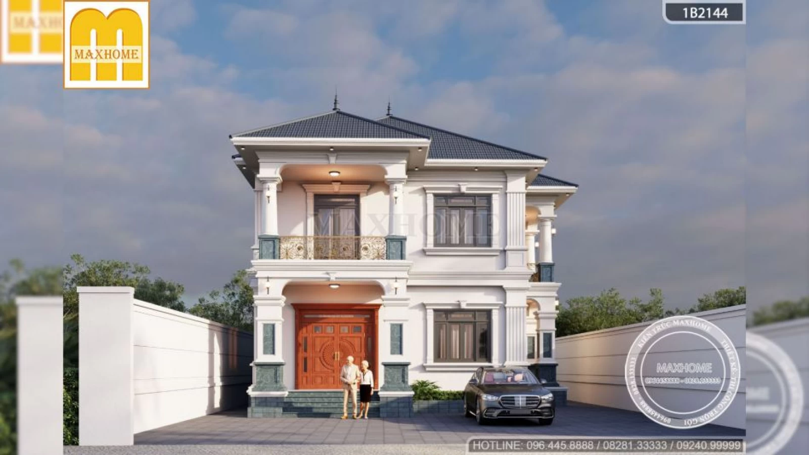  Mua bản vẽ nhà 2 tầng tân cổ thiết kế sang trọng với 3 phòng ngủ tiện nghi | MH04762