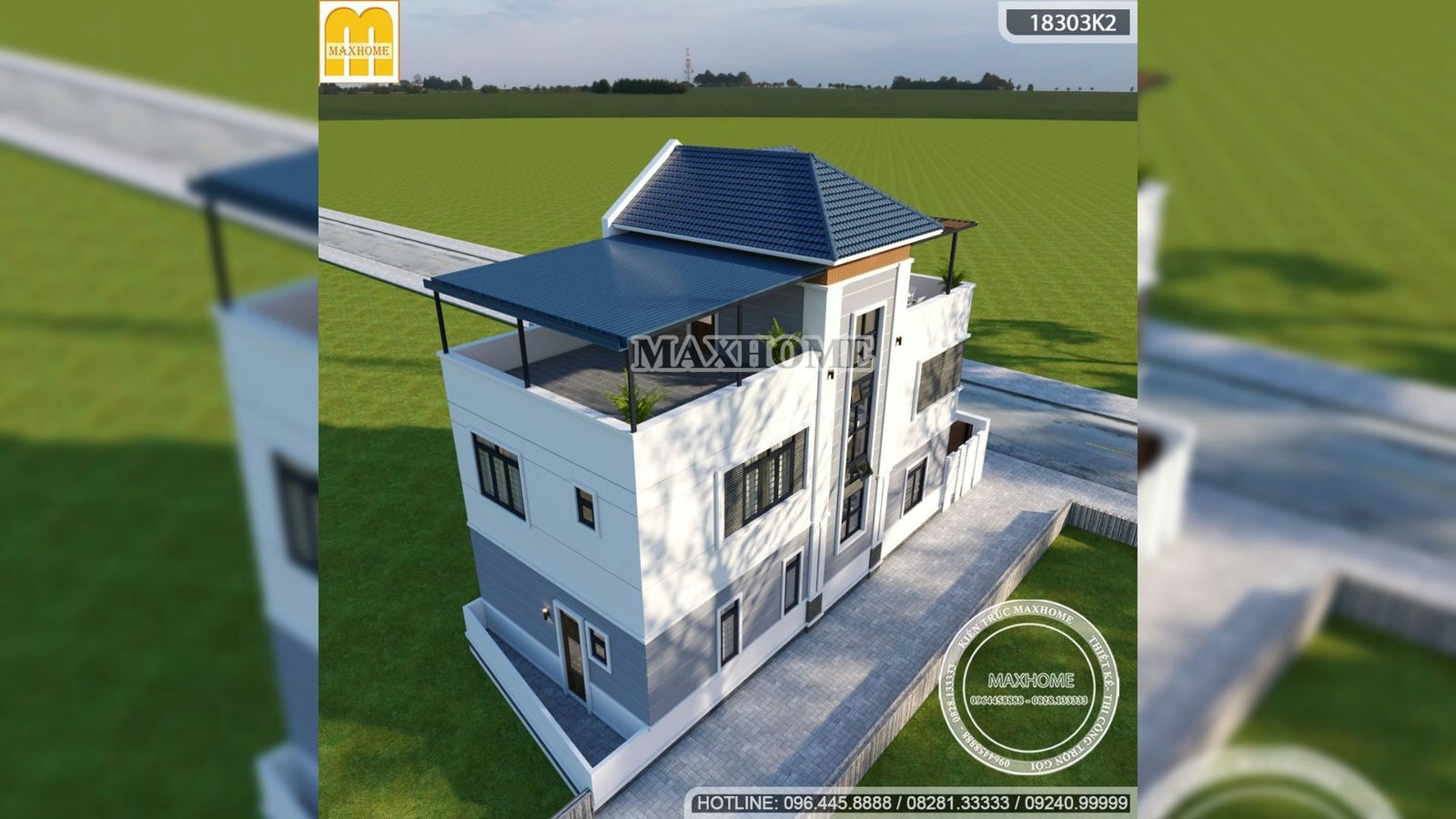 Ấn tượng với mẫu thiết kế nhà 3 tầng mái Nhật hiện đại HOT 2023 | MH01809