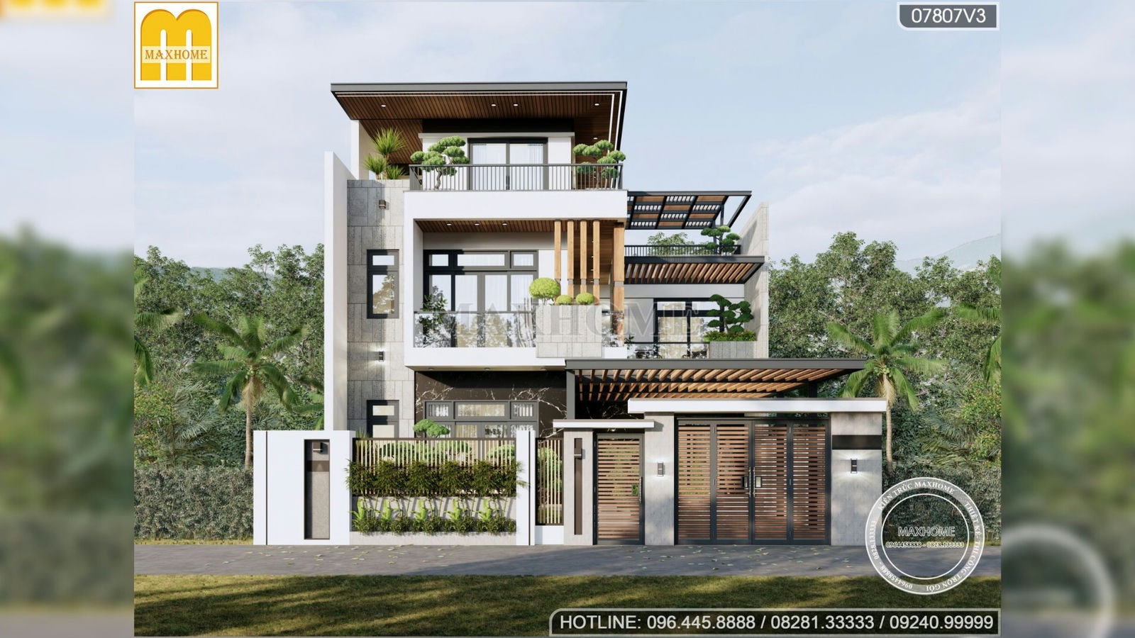 Biệt thự hiện đại 3 tầng đẹp hút hồn với nhiều không gian xanh tại Nghệ An | MH02307