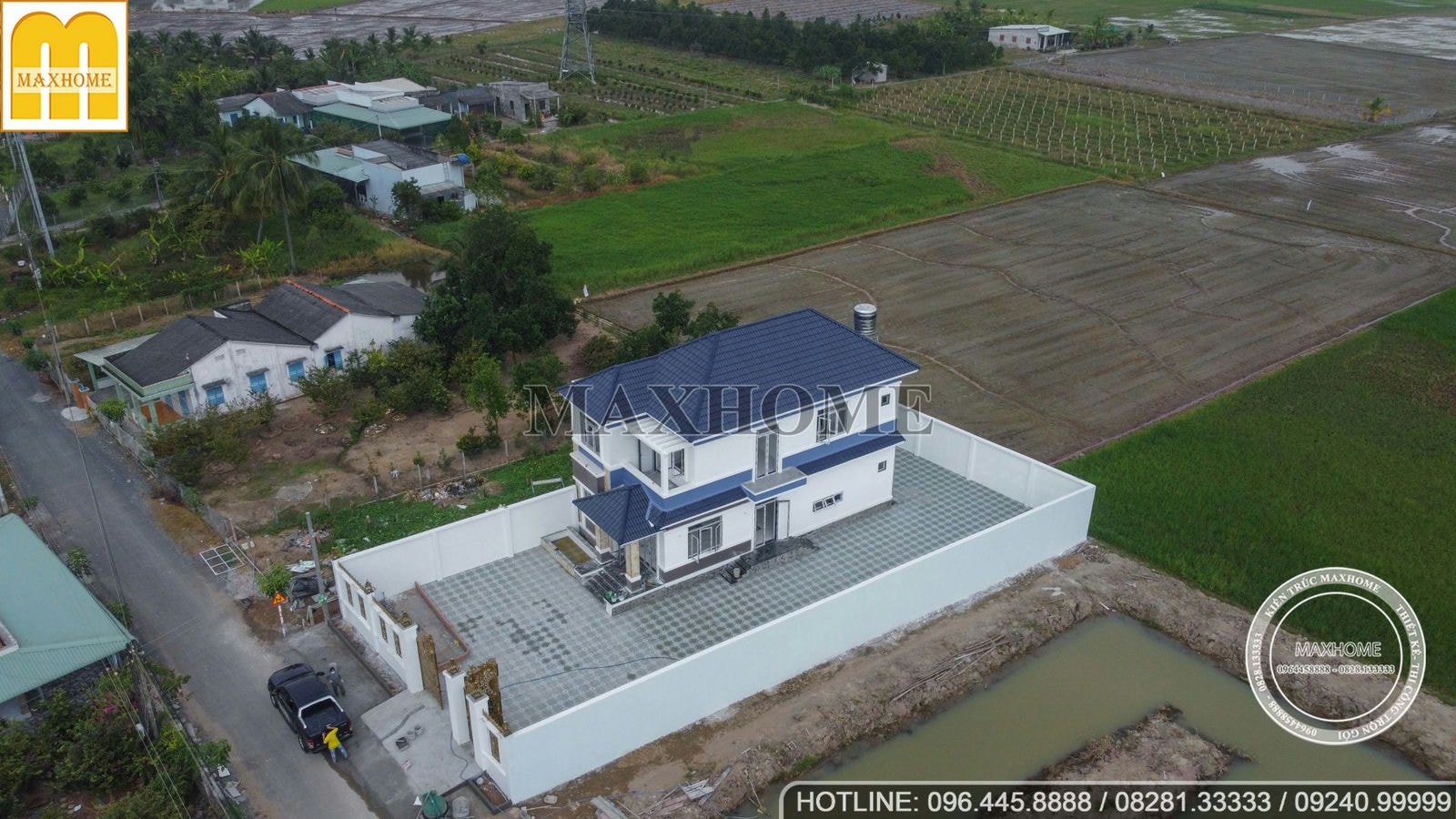 Công trình mái Nhật 2 tầng ấn tượng hoàn thiện 90% tại Long An