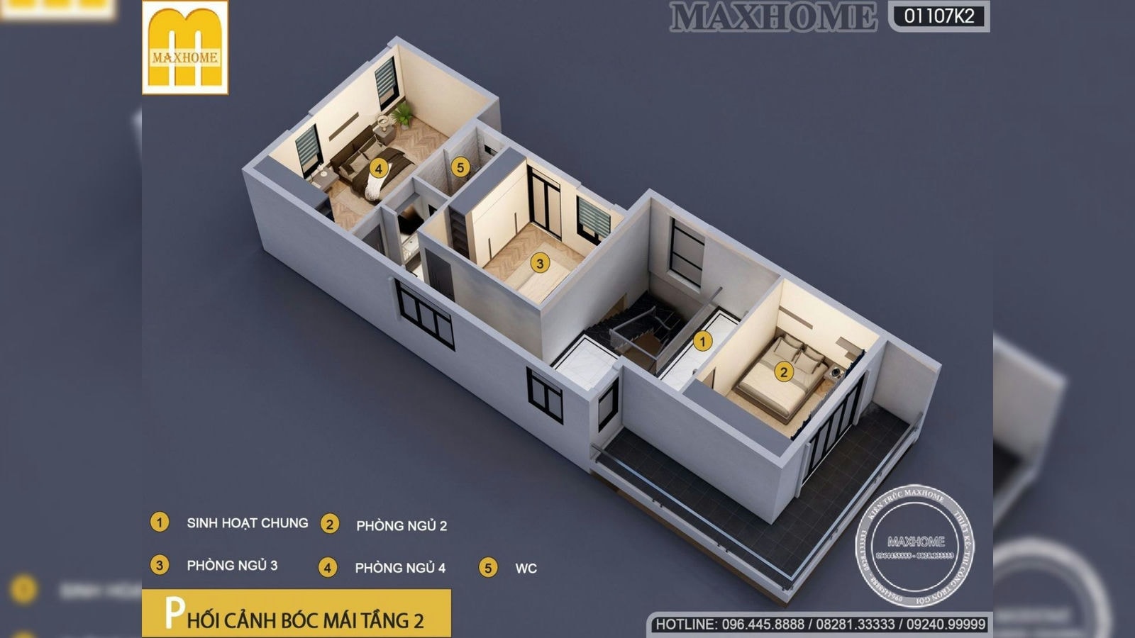 Full bản vẽ mẫu nhà 2 tầng hiện đại vừa đẹp lại tiết kiệm chi phí | MH02244