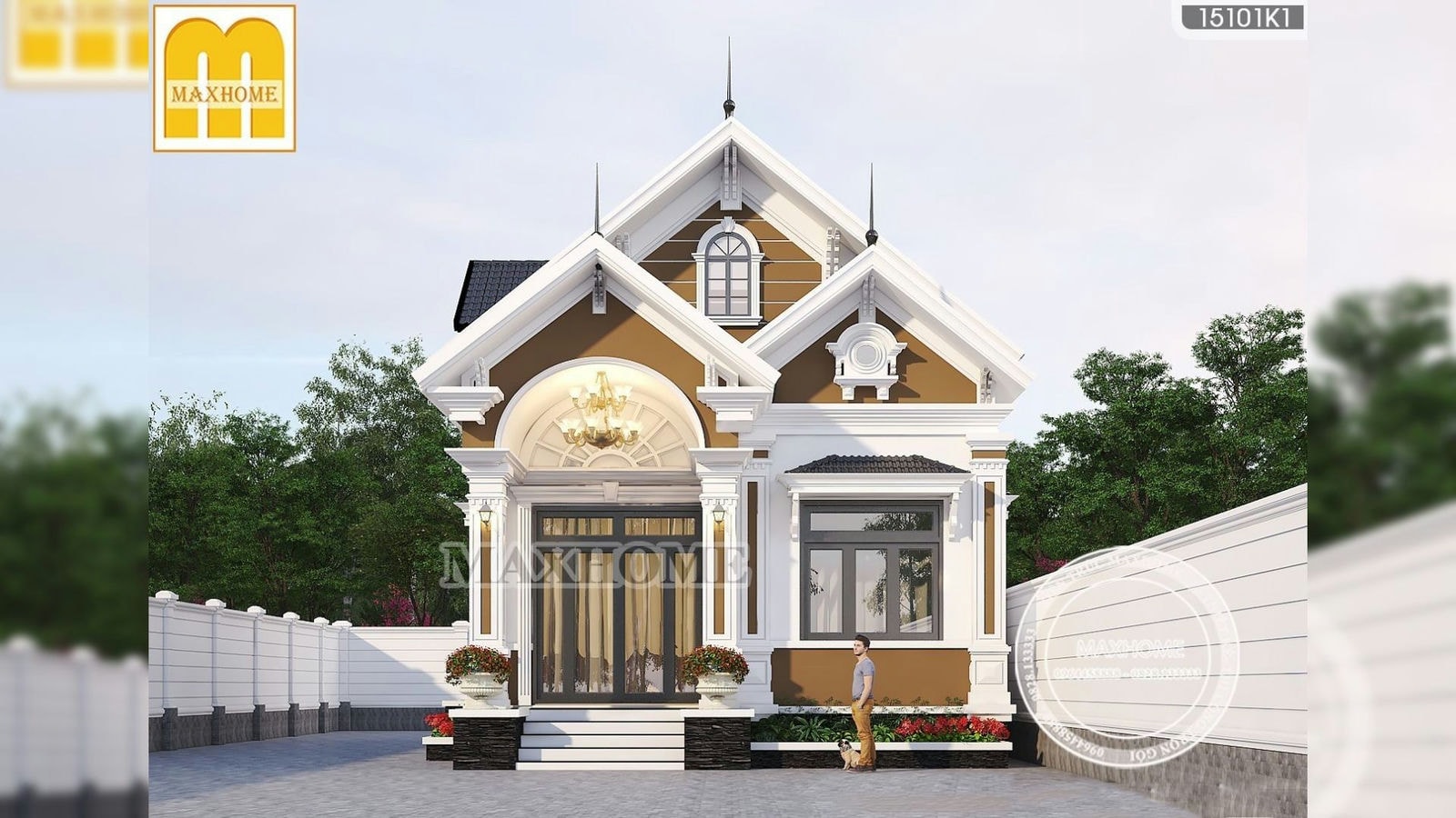 Full hồ sơ thiết kế nhà 1 tầng mái Thái có tầng áp mái tiện nghi | MH01797