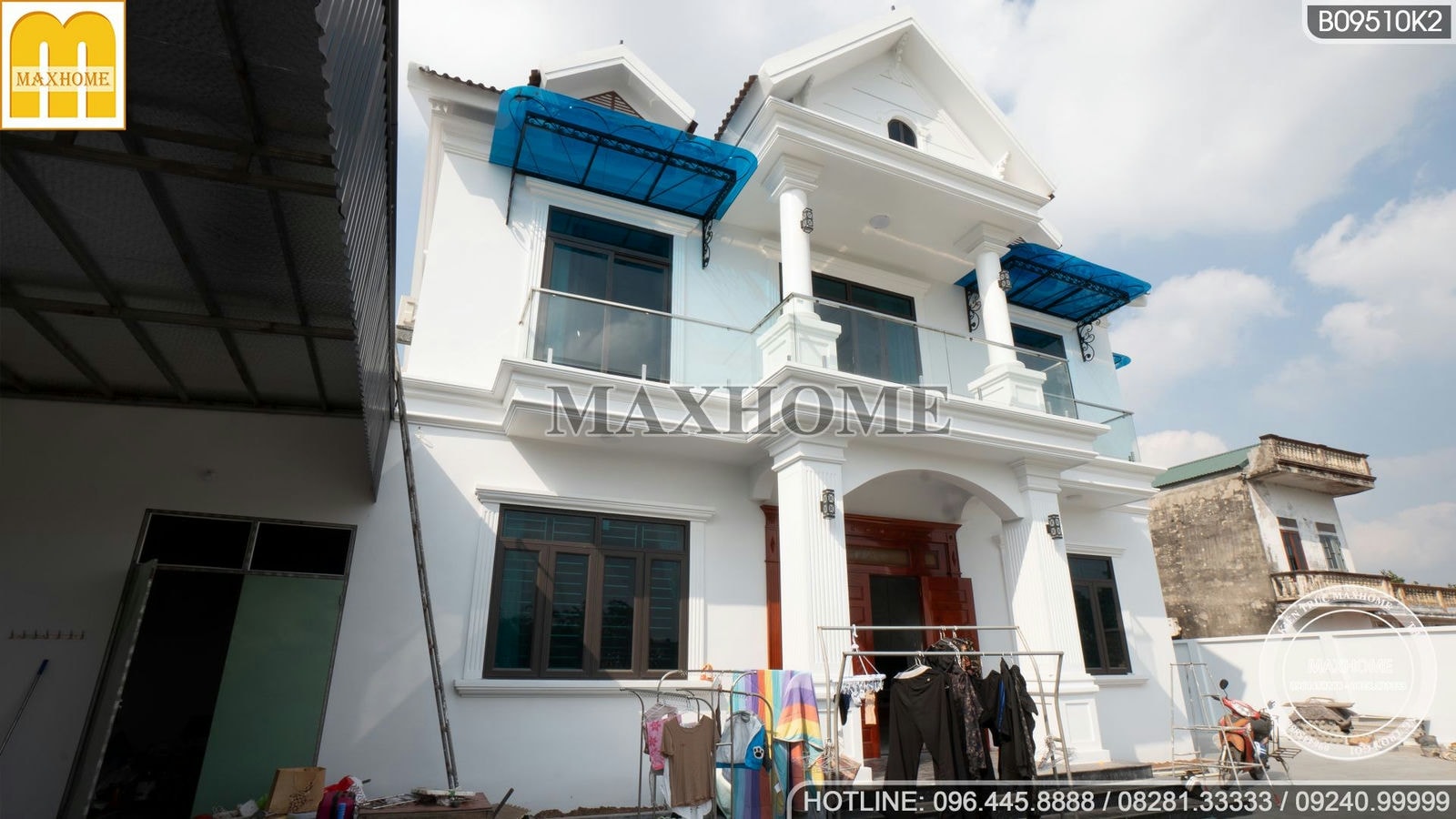 Ghé thăm thực  tế nhà mái Thái 2 tầng sắp hoàn thiện ở Thái Bình | MH01485