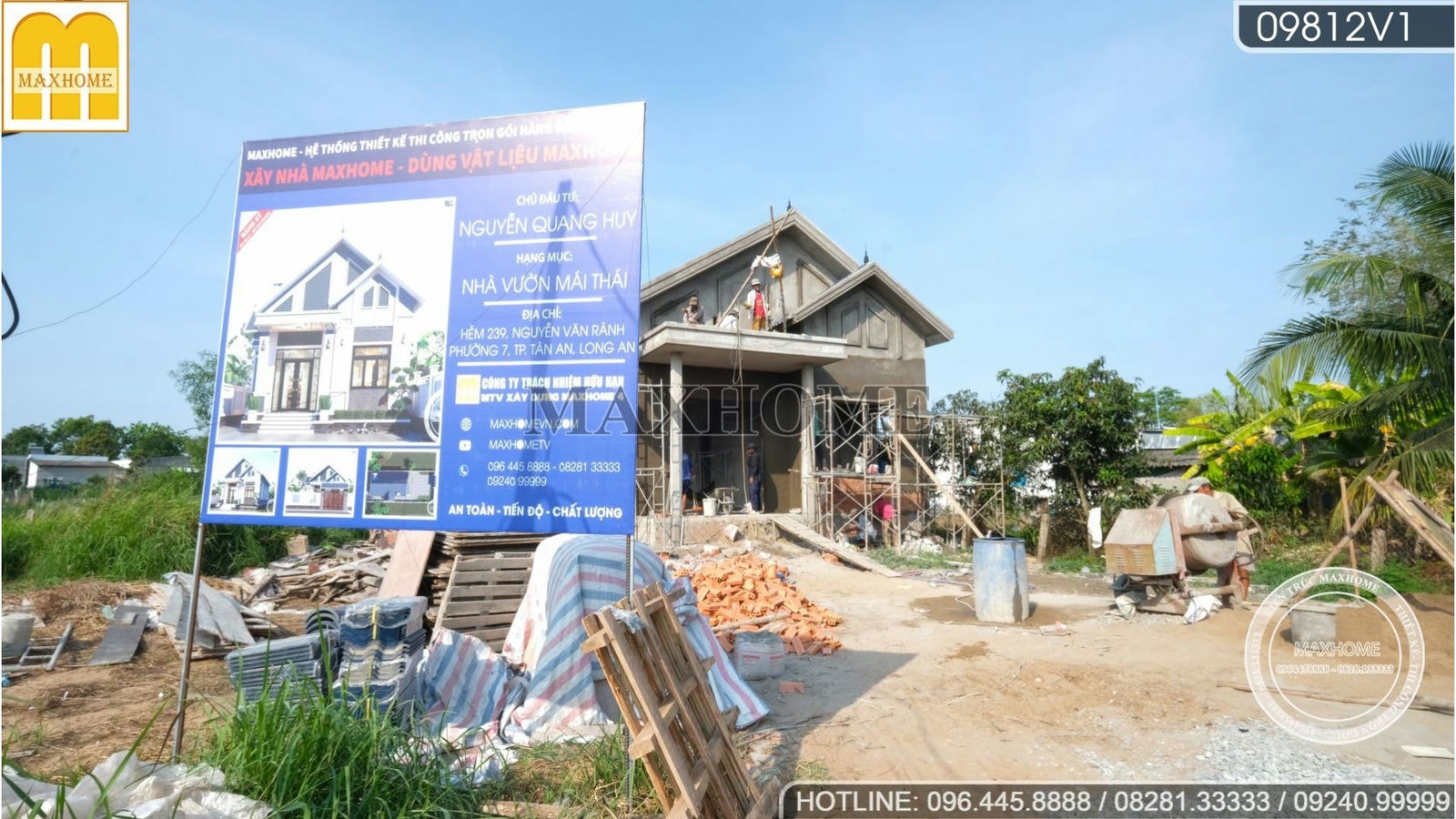 Ghé thăm tiến độ ngôi nhà vườn mái Thái cực đẹp tại Long An