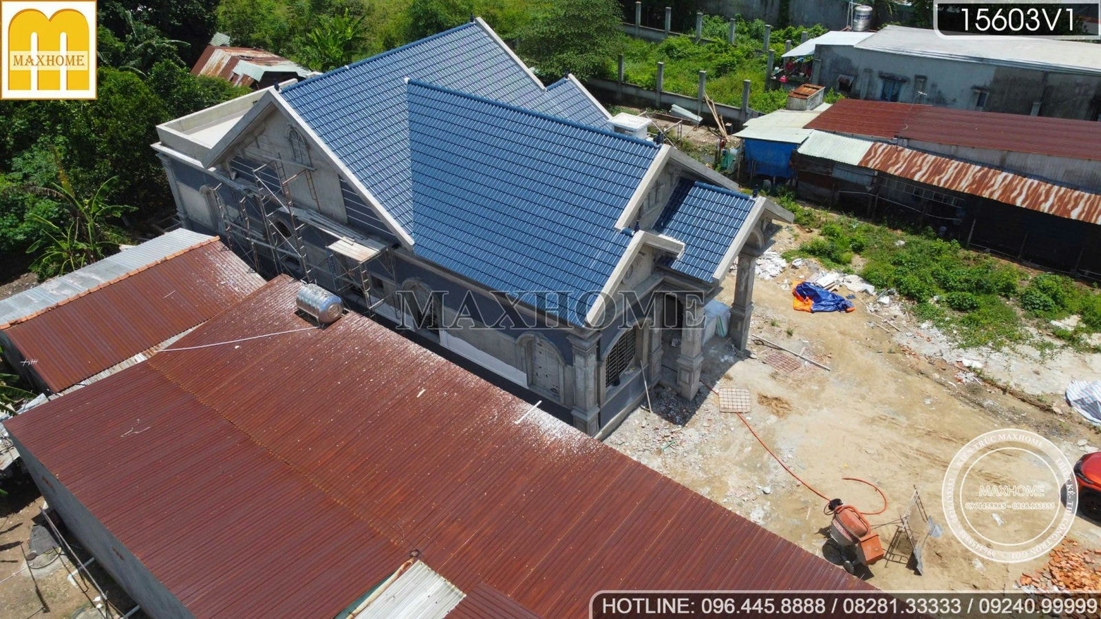 Khảo sát tiến độ công trình nhà vườn mái Thái đã hoàn thiện phần thô siêu đẹp