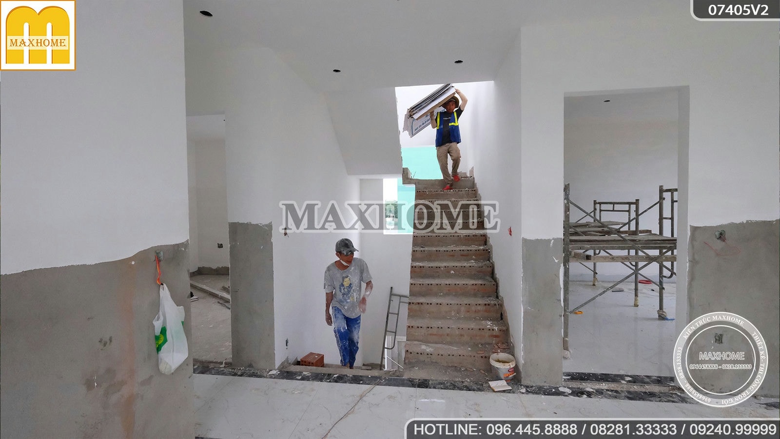 Kiểm tra tiến độ thi công nhà hiện đại 2 tầng 1 tum SIÊU HOT tại Hóc Môn | MH02071