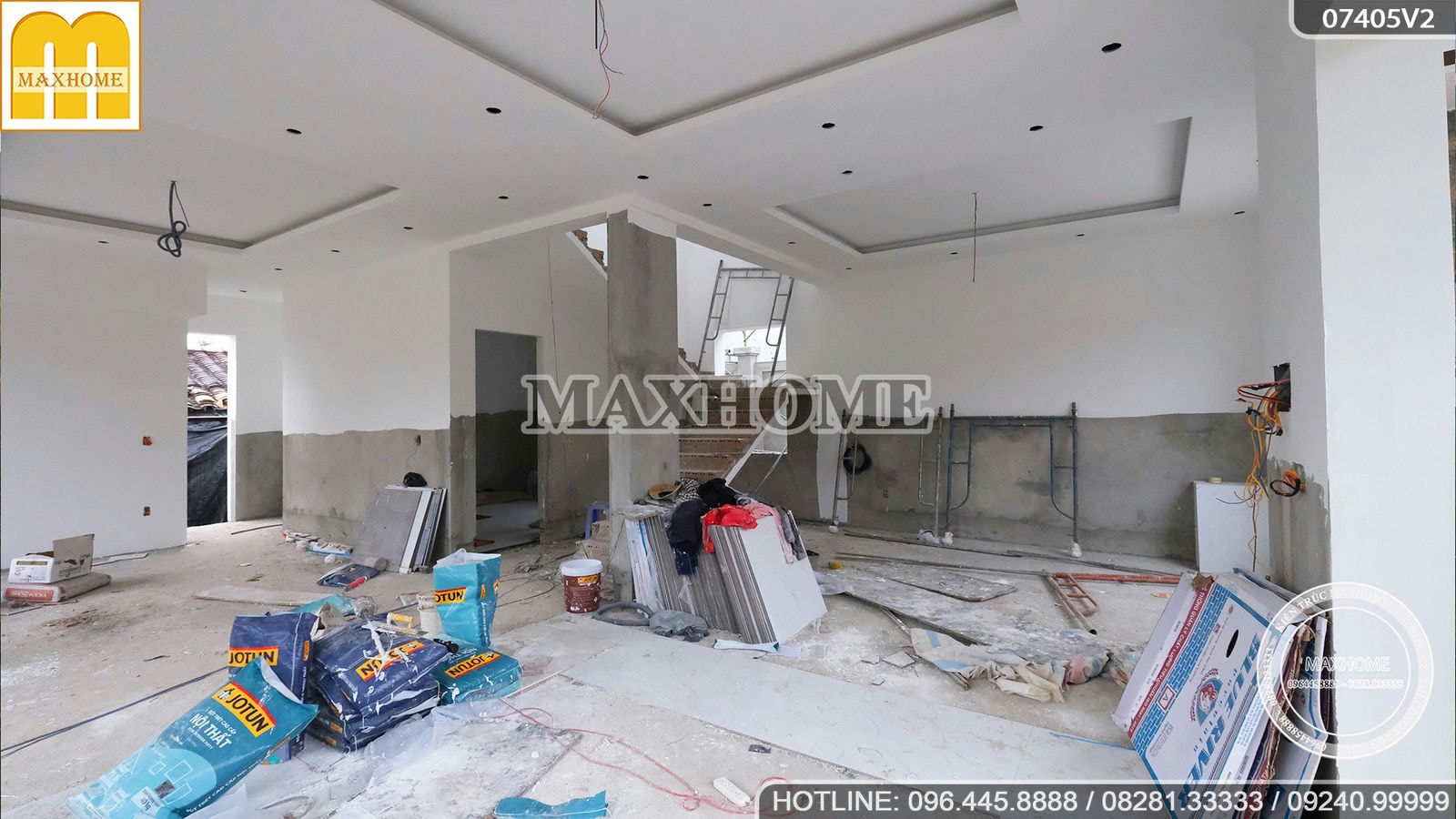 Kiểm tra tiến độ thi công nhà hiện đại 2 tầng 1 tum SIÊU HOT tại Hóc Môn | MH02071
