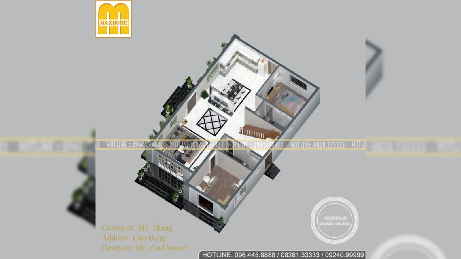 Mái nhật 2 tầng thiết kế nhà cho hộ gia đình tại Cao Bằng