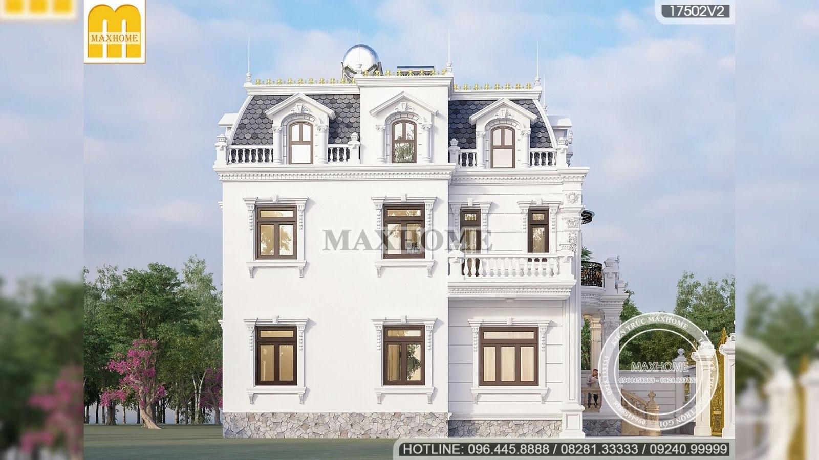Mẫu biệt thự tân cổ điển 2 tầng siêu đẹp do Maxhome thiết kế | MH00892