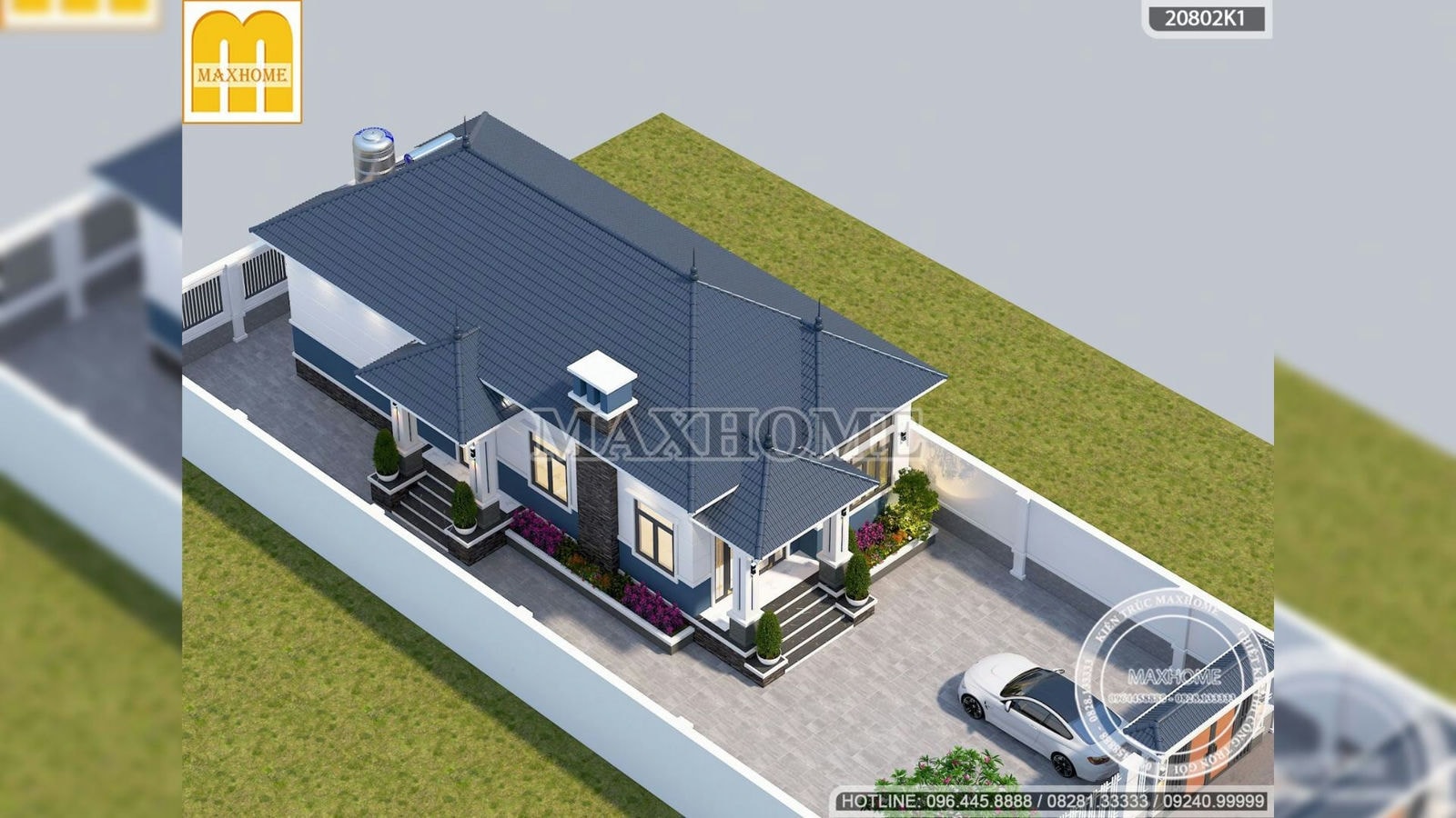 Mẫu nhà 1 tầng mái Nhật 3 phòng ngủ siêu đẹp tại Cà Mau | MH01701