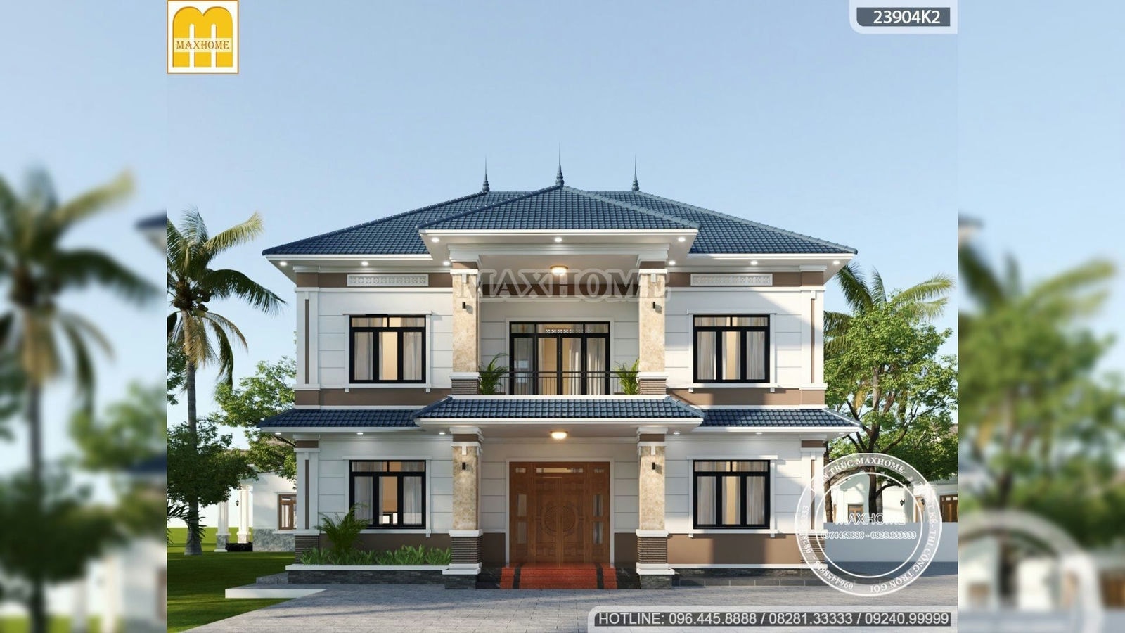 Mẫu nhà 2 tầng mái Nhật thiết kế cân xứng đẹp nhất 2023 | MH01747