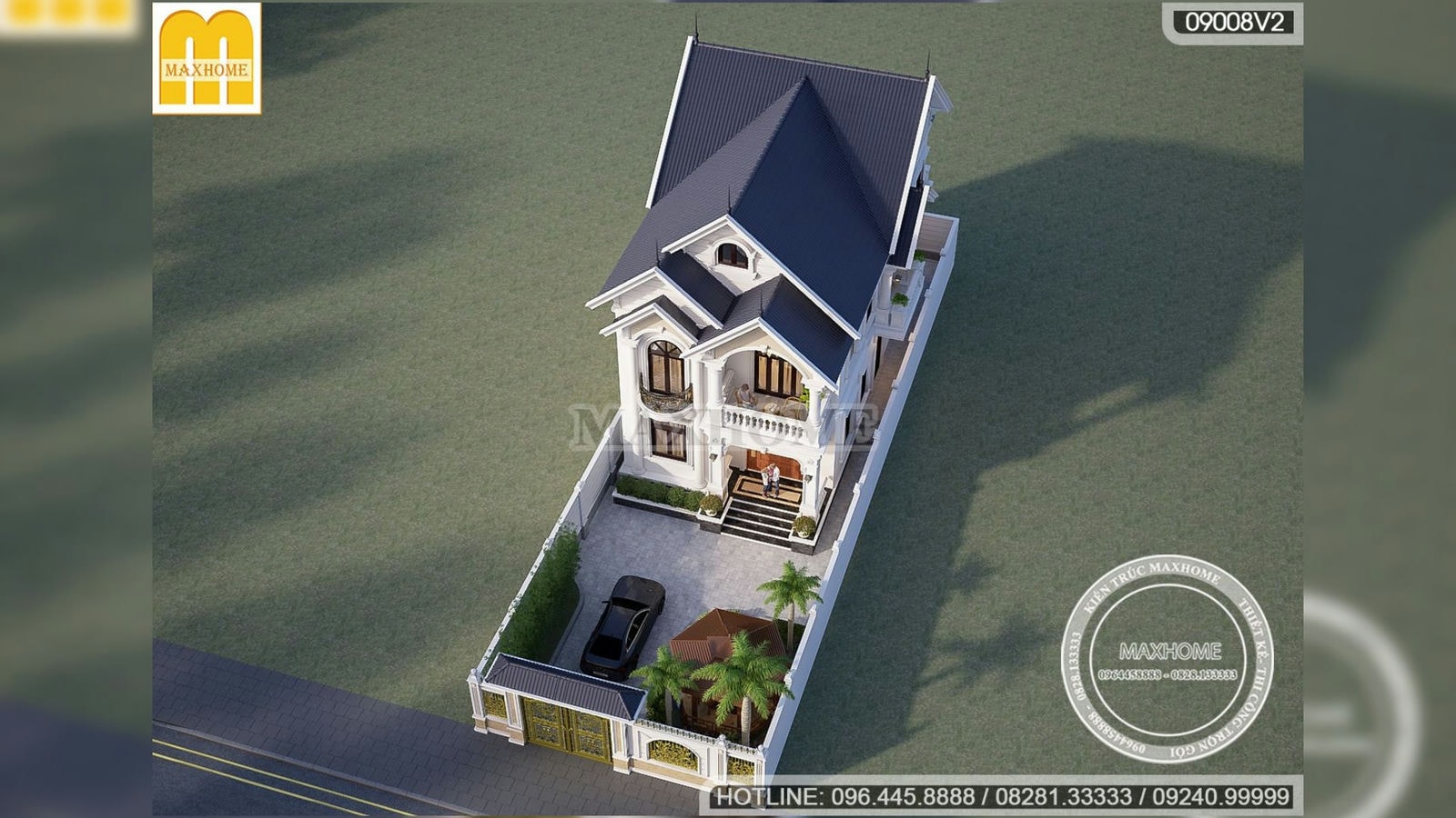 Mẫu nhà 2 tầng mái Thái tân cổ điển đẹp mê mẩn người nhìn | MH02478