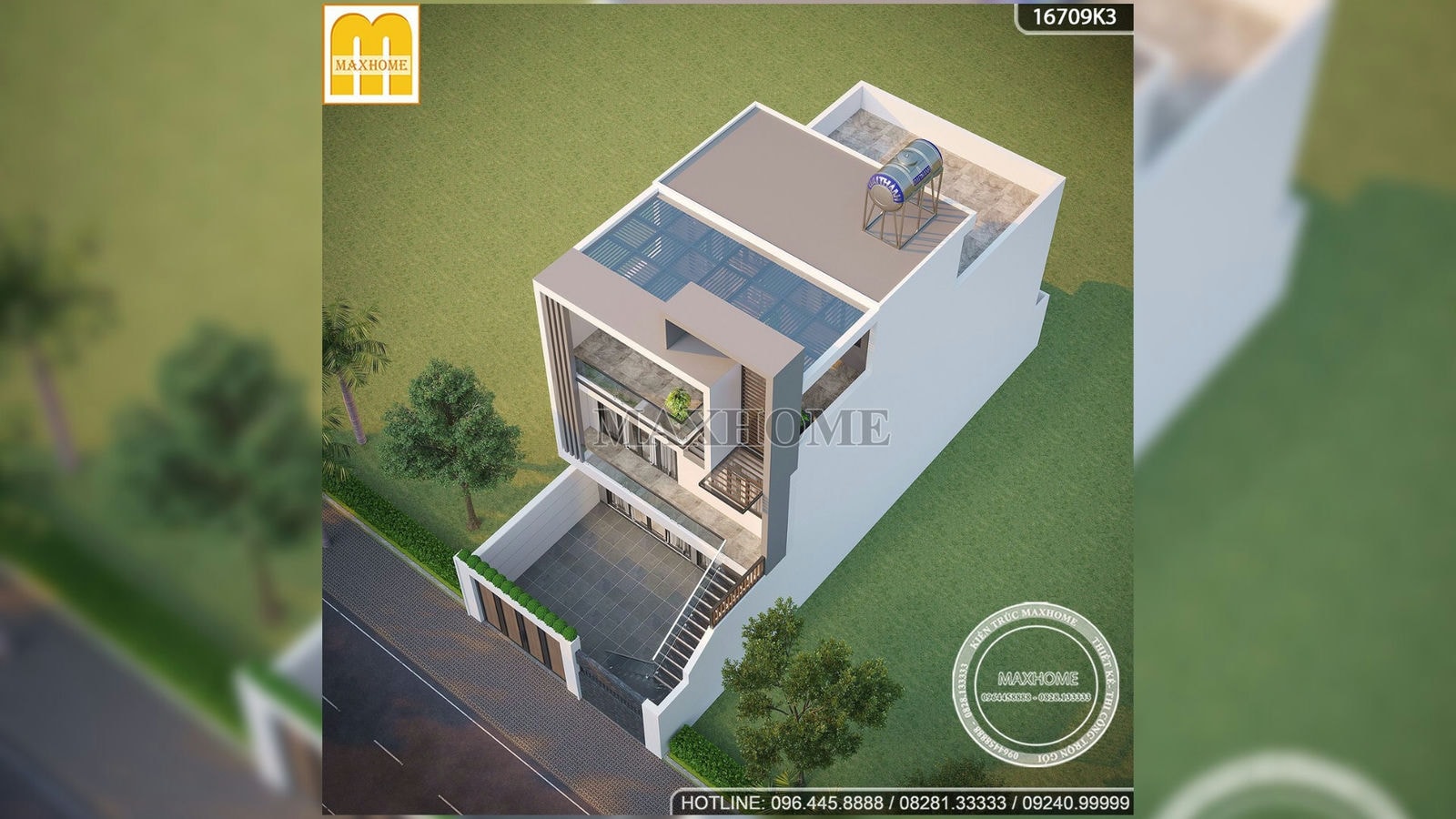 Mẫu nhà hiện đại 2 tầng 1 tum đẹp mê với thiết kế ấn tượng | MH02650