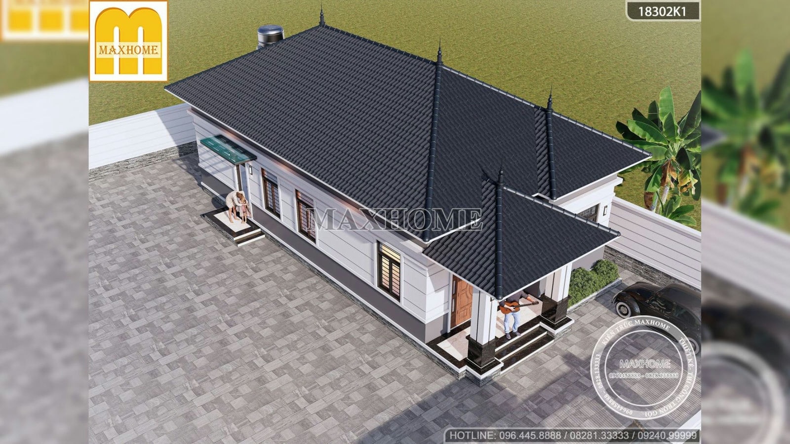 Mẫu nhà mái Nhật 1 tầng với 3 PHÒNG NGỦ cực kì tiện ích tại NGHỆ AN | MH01894