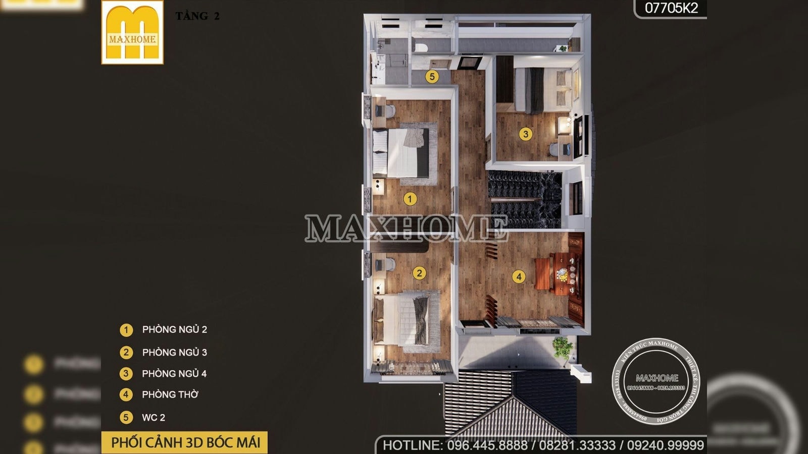Mẫu nhà mái Nhật 2 tầng 4 phòng ngủ với giá siêu rẻ | MH02027