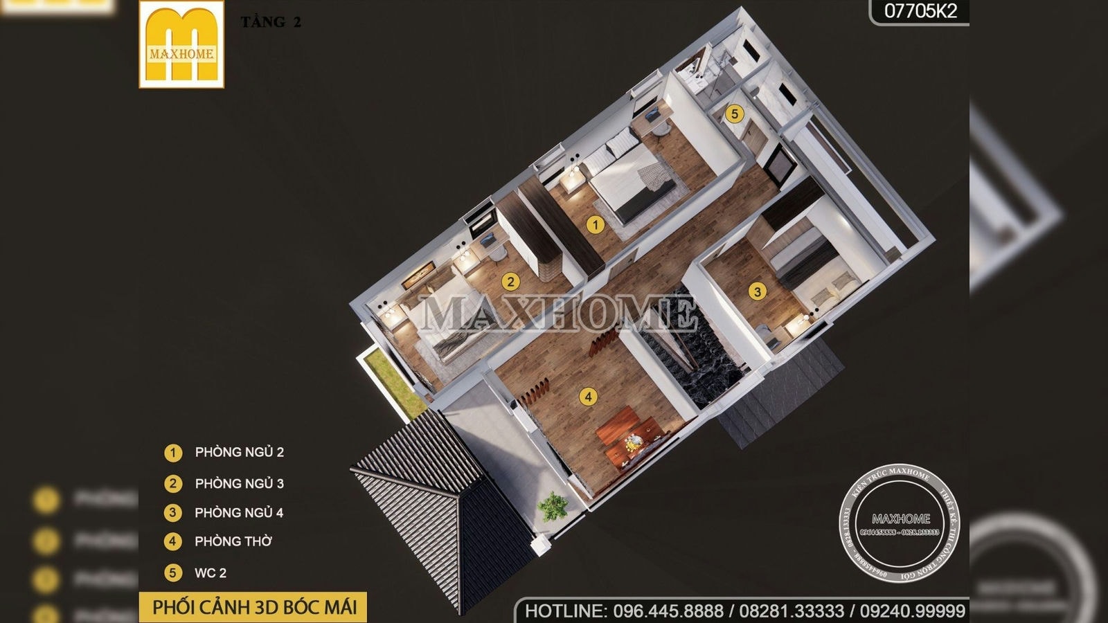 Mẫu nhà mái Nhật 2 tầng 4 phòng ngủ với giá siêu rẻ | MH02027